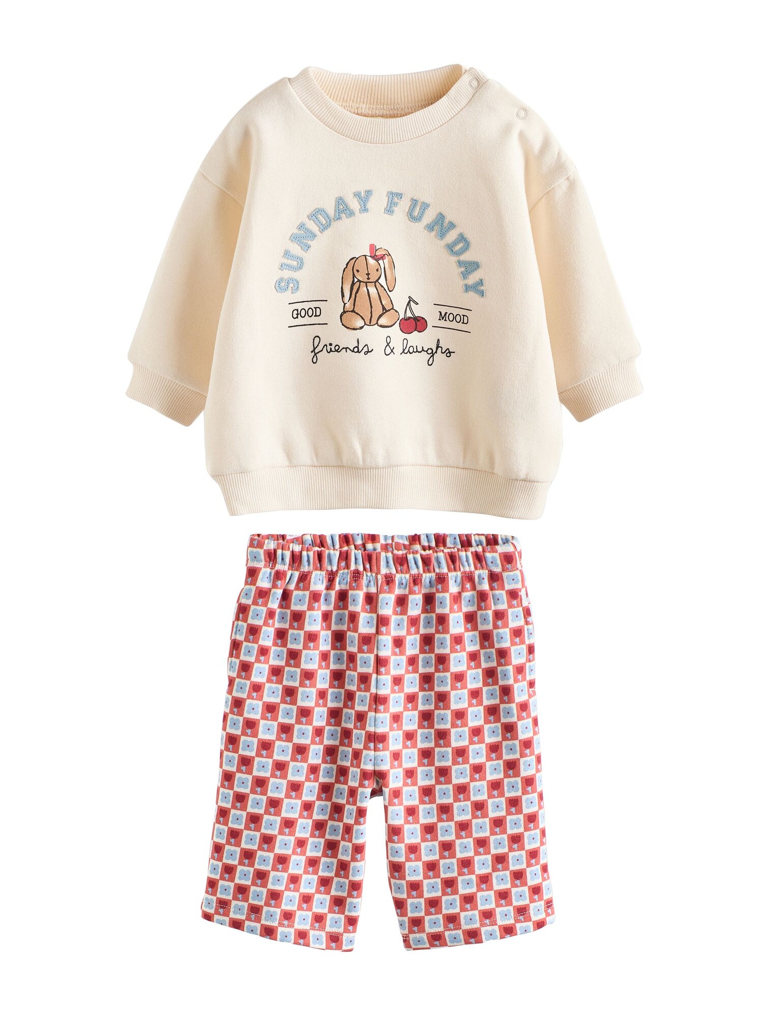 Next Set  ecru / albastru deschis / maro / roșu