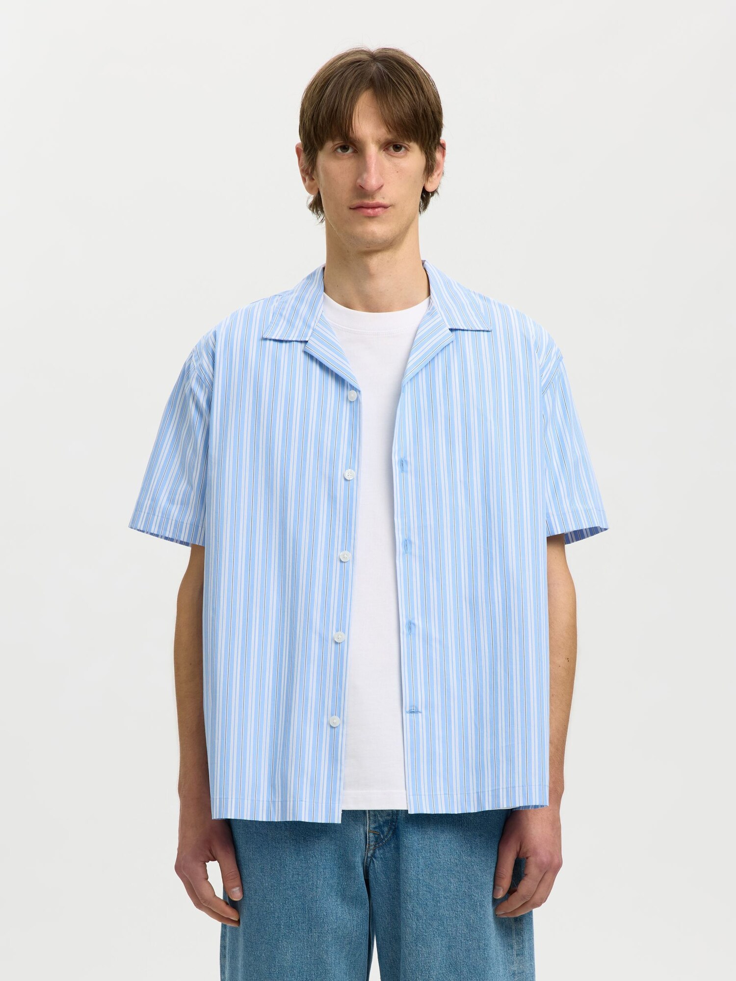 SELECTED Camisa azul claro / blanco