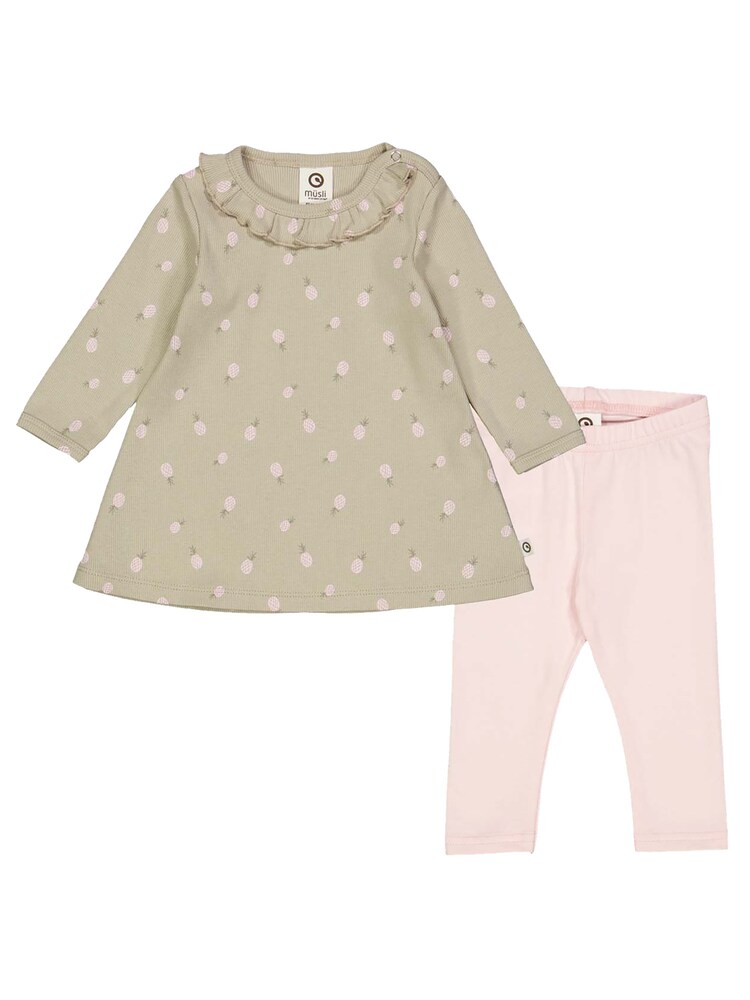 Müsli by GREEN COTTON Set Mädchen Größe 56 kitt / dunkelbeige / rosa