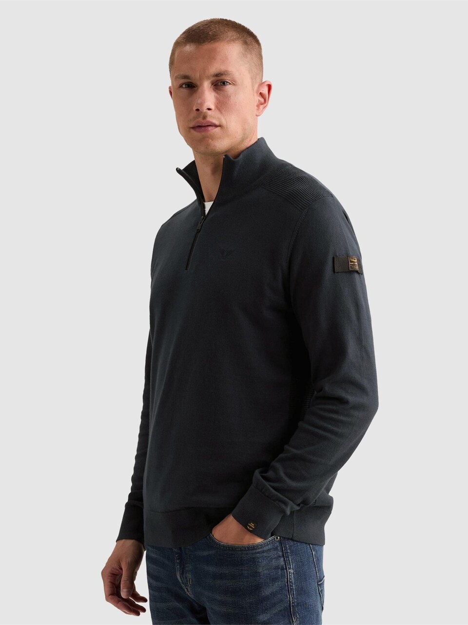 Tröja 'Pullover in 100% cotton with half-zip'