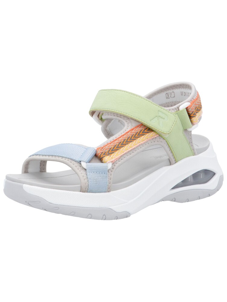Rieker Trekkingsandale Damen Größe 41 hellblau / grau / hellgrün / hellorange