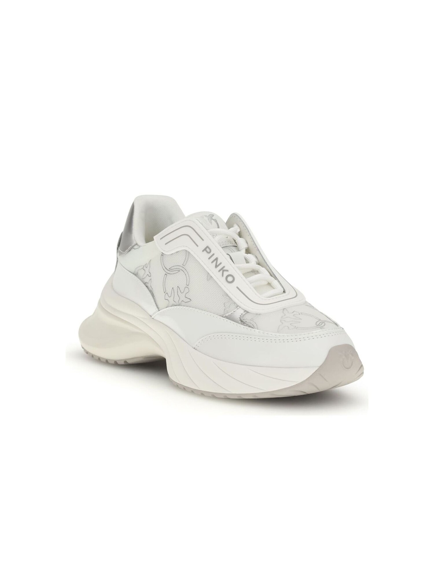 PINKO Zapatillas deportivas bajas 'Ariel 19 - Sneaker Calf Leather/Patent/Monogram Net' blanco – imagen 1