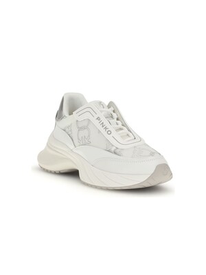 PINKO Zapatillas deportivas bajas 'Ariel 19 - Sneaker Calf Leather/Patent/Monogram Net'  blanco