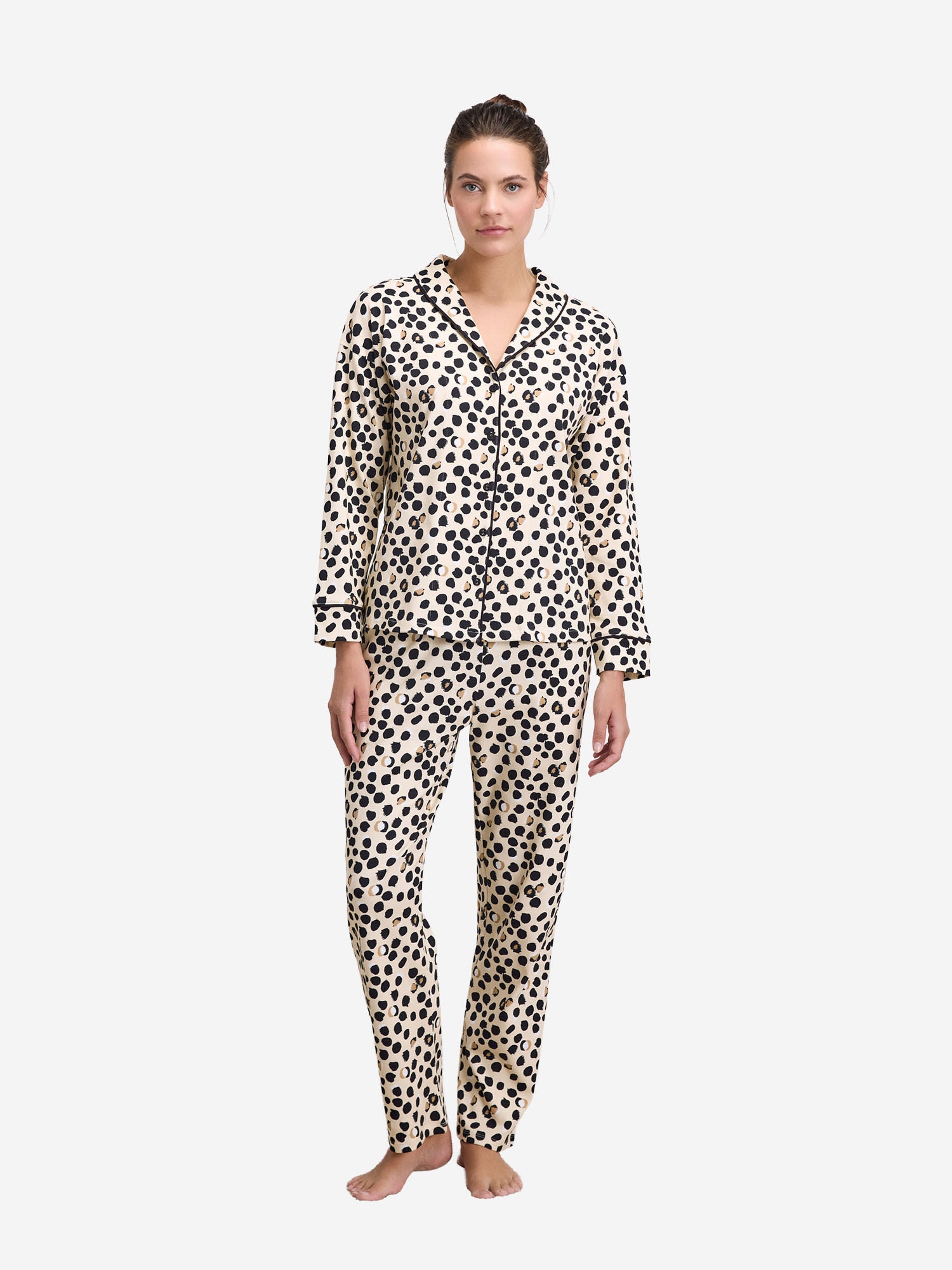 Goldenbay Pijama 'Columbine'  crema / negro