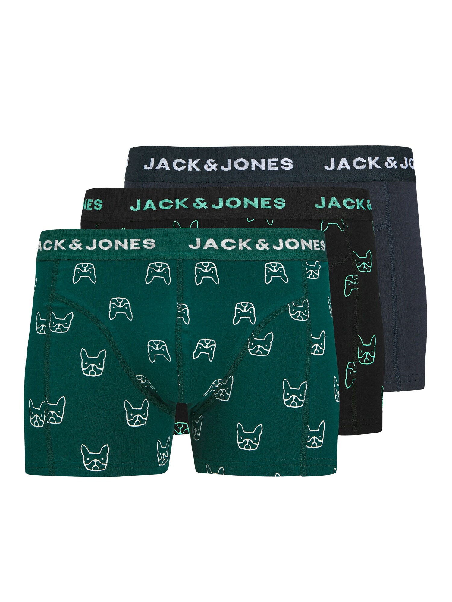 JACK & JONES Boxeri JACDENIM DOG  bleumarin / verde închis / negru / alb