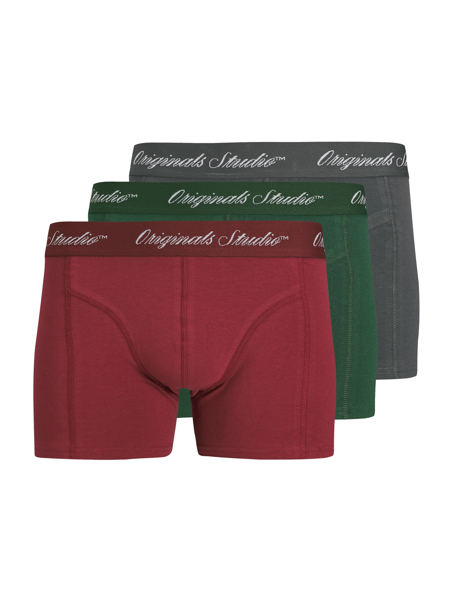 JACK & JONES Boxeri JACNORREBRO  gri / verde închis / roșu