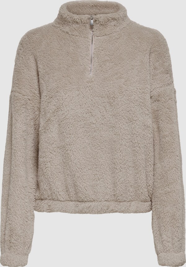 Jdy Langarm-Teddypullover mit 1/4-Reißverschluss