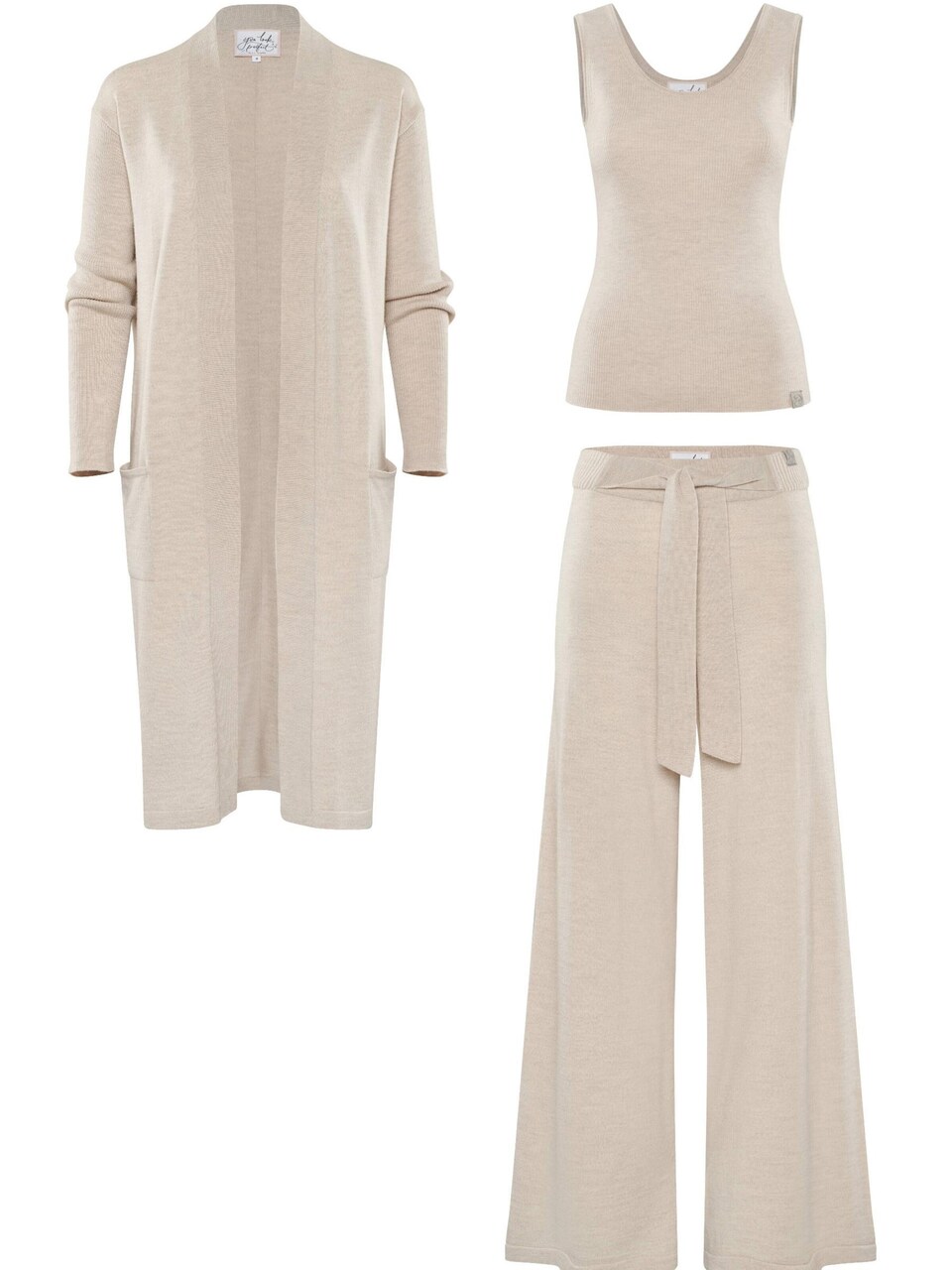 Hemmadräkt 'LOUNGEWEAR SET Cardigan Blossom & Top Blossom & Pants Bailey'