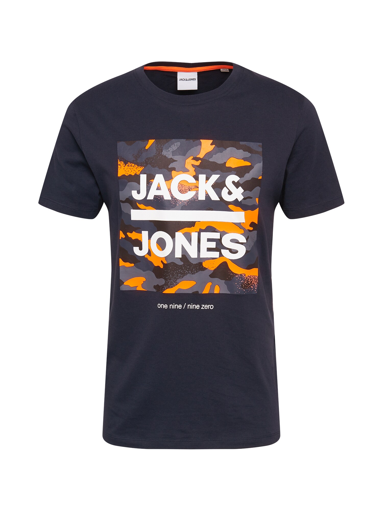 JACK & JONES Marškinėliai 'PRIME'  tamsiai mėlyna / balta / oranžinė / melsvai pilka