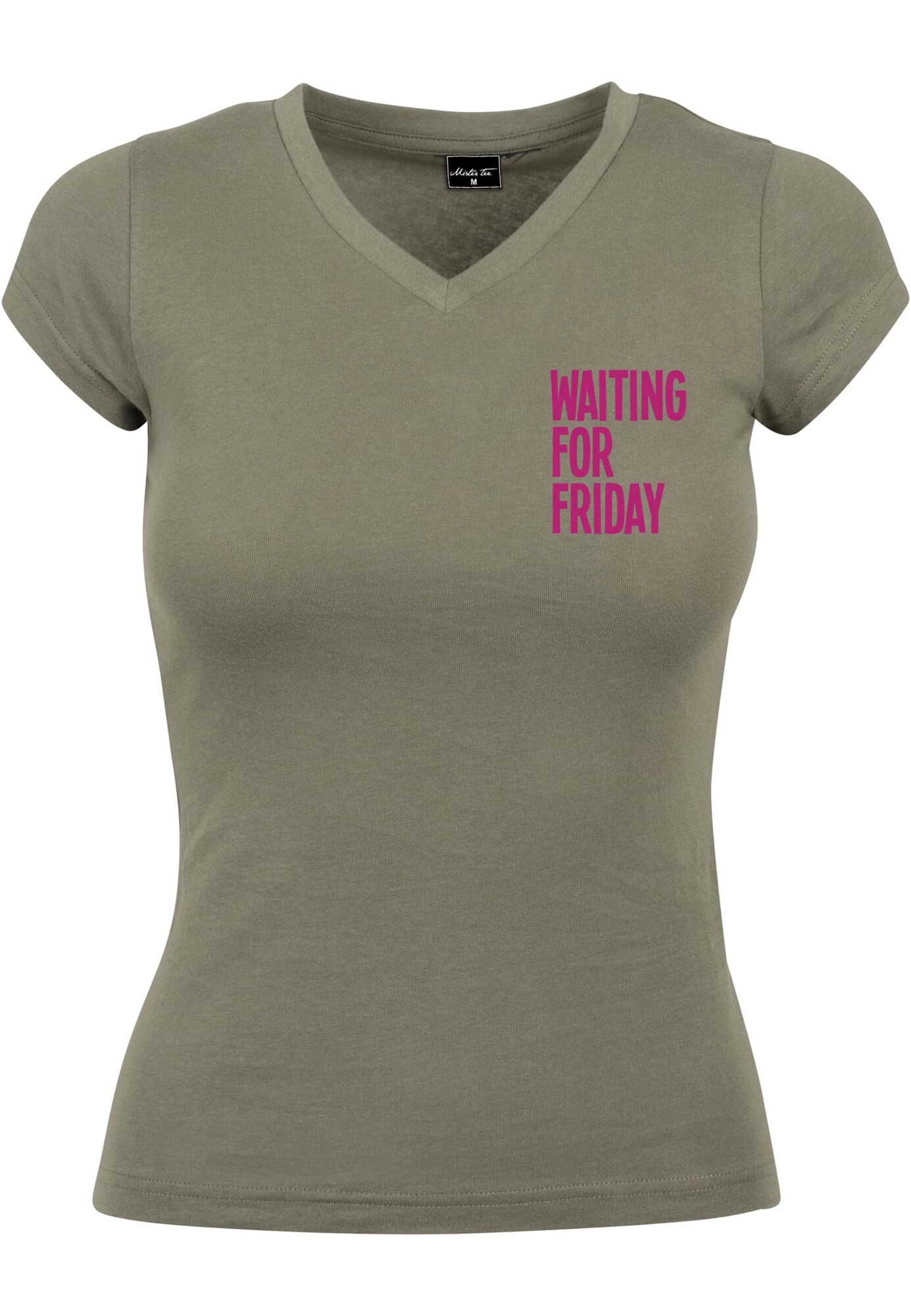 Merchcode Póló 'Waiting For Friday'  khaki / sötét-rózsaszín akciós termékkép 1