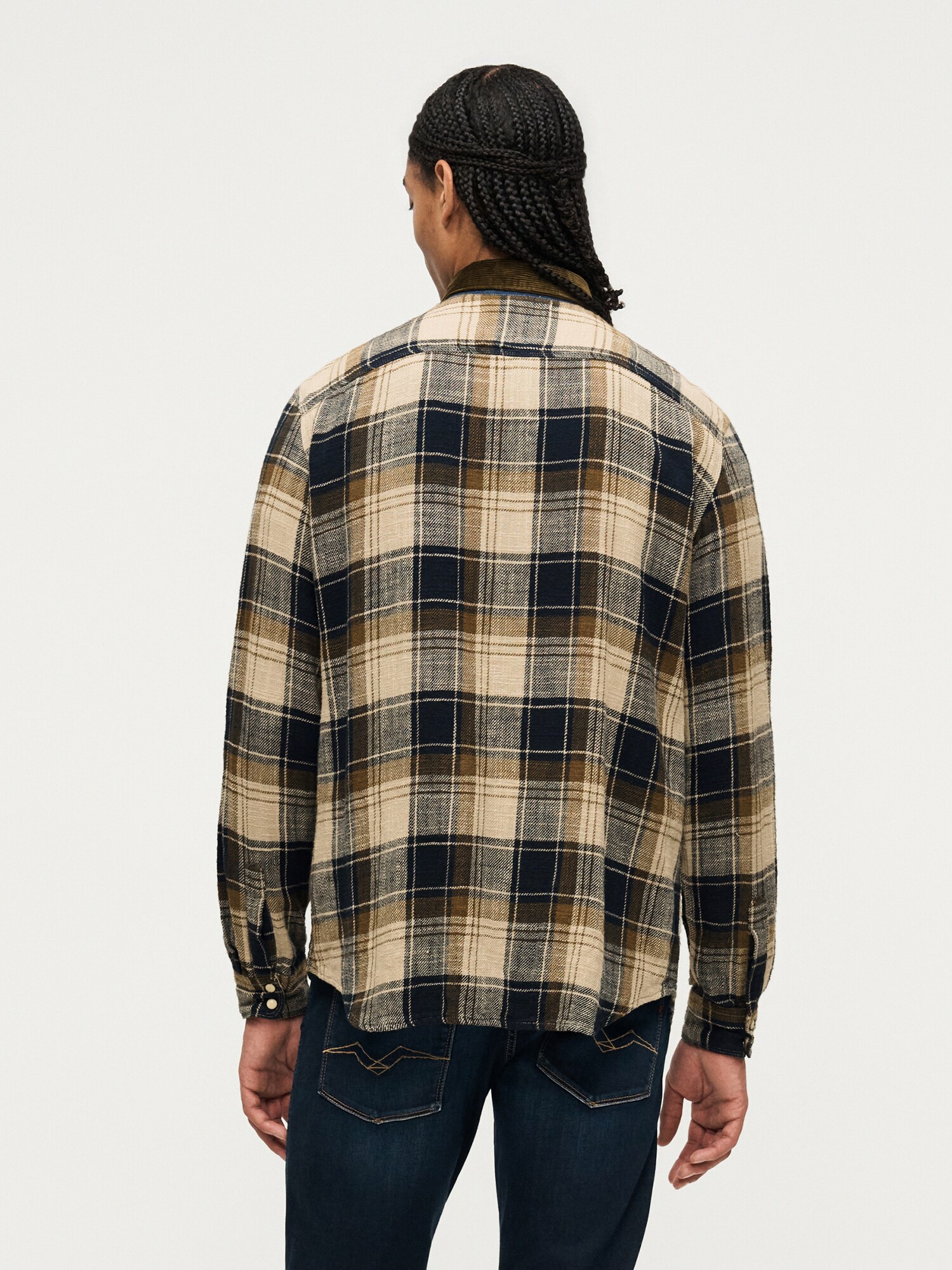 REPLAY Camisa  beige / marino / azul denim / marrón – imagen 4