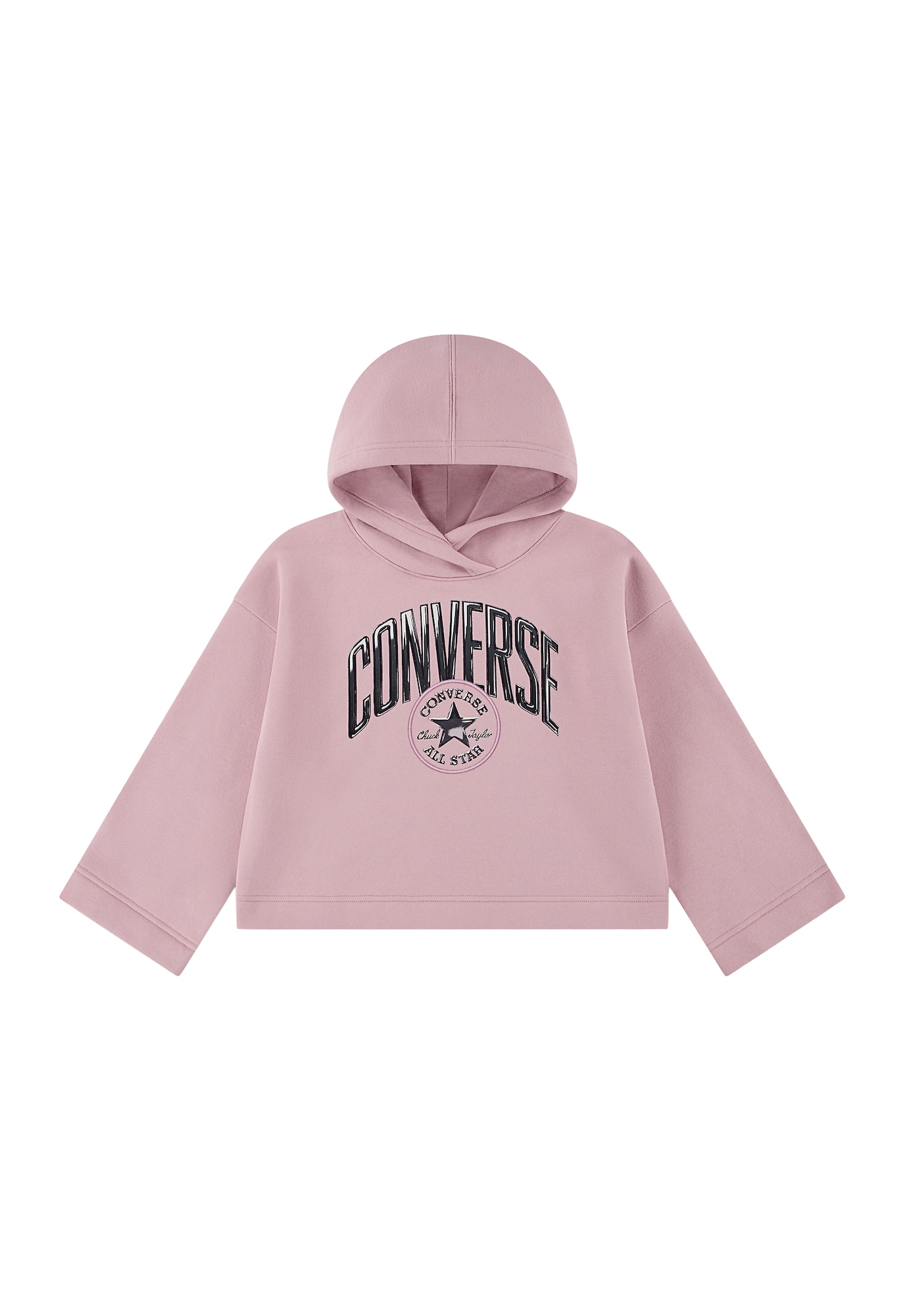 CONVERSE Bluză de molton roz pal / negru