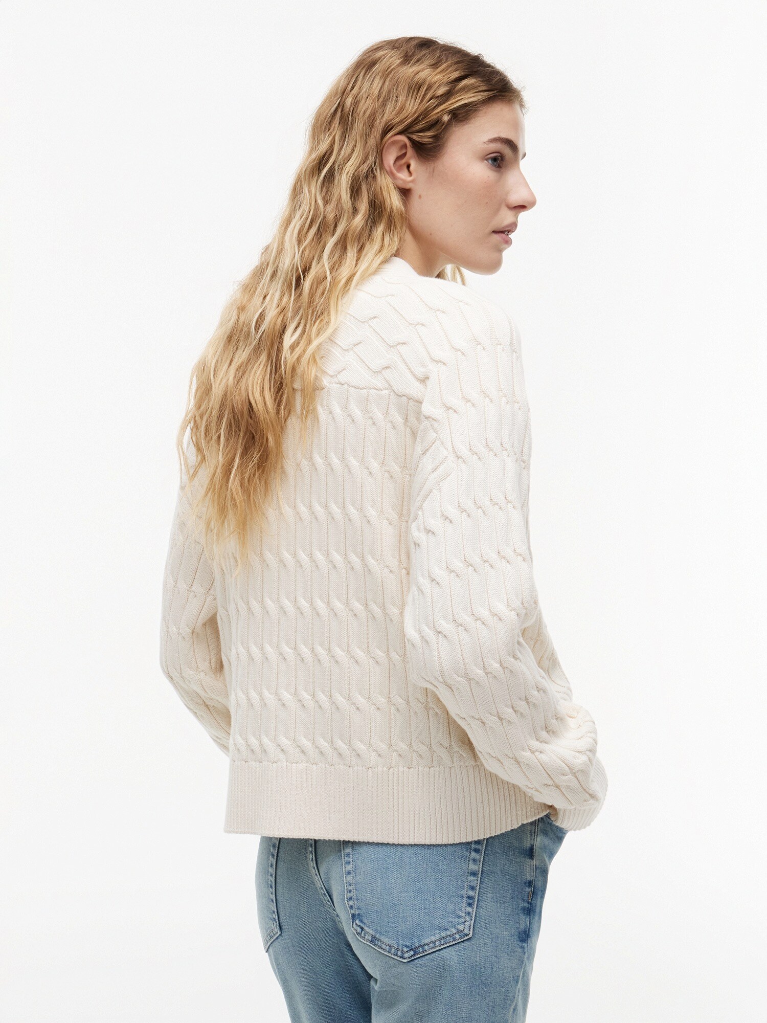 TOMMY HILFIGER Cárdigan 'Cable Oversized' marfil – imagen 3