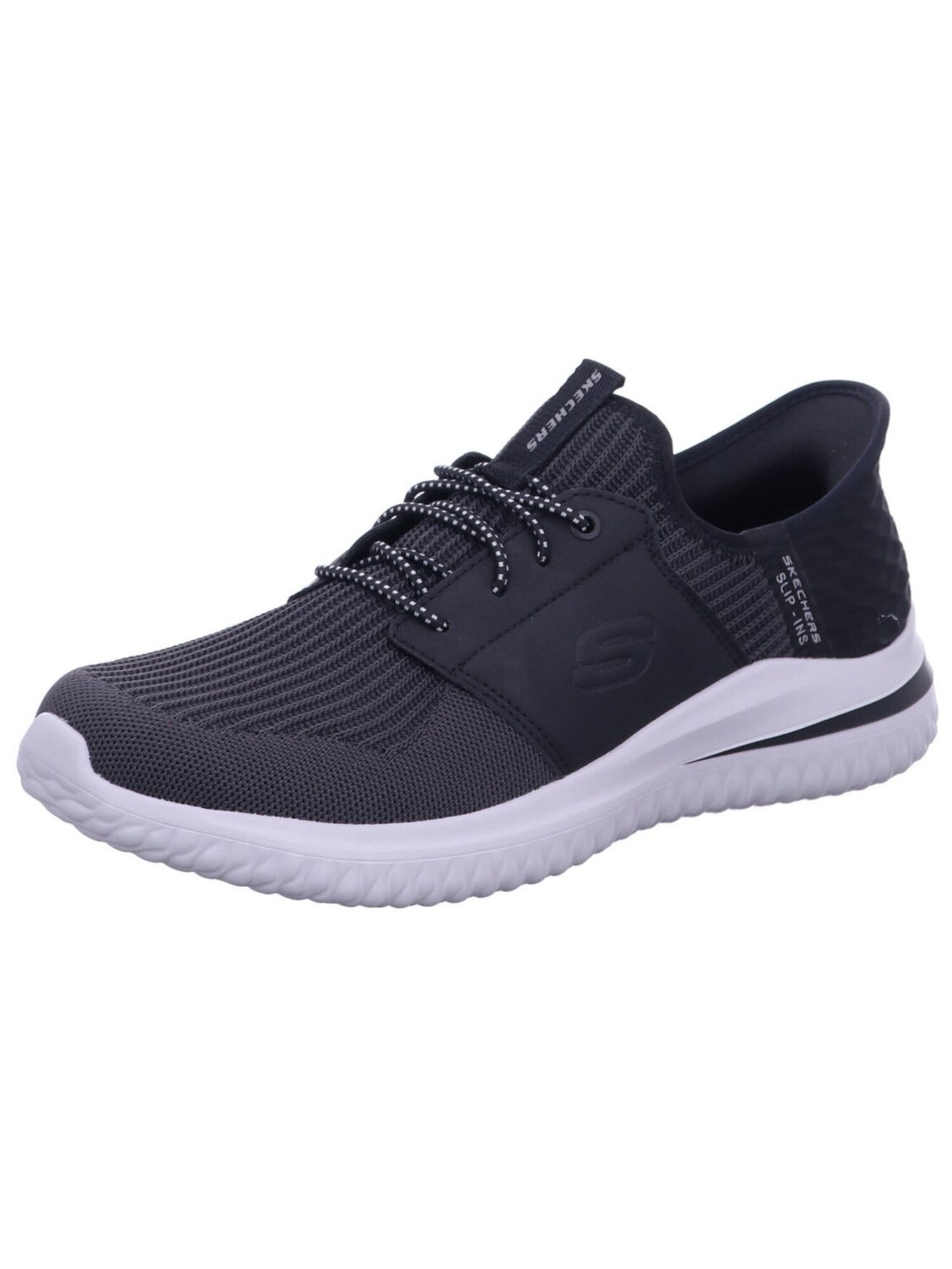 Skechers Huisschoen 'Slipper Herren 210650 Blk Leder-Mix In Schwarz' Zwart
