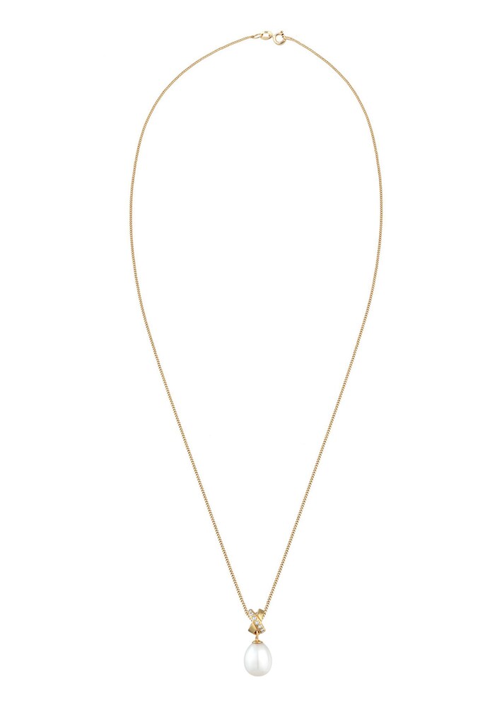 ELLI PREMIUM Kette Damen Größe 45 gold / perlweiß