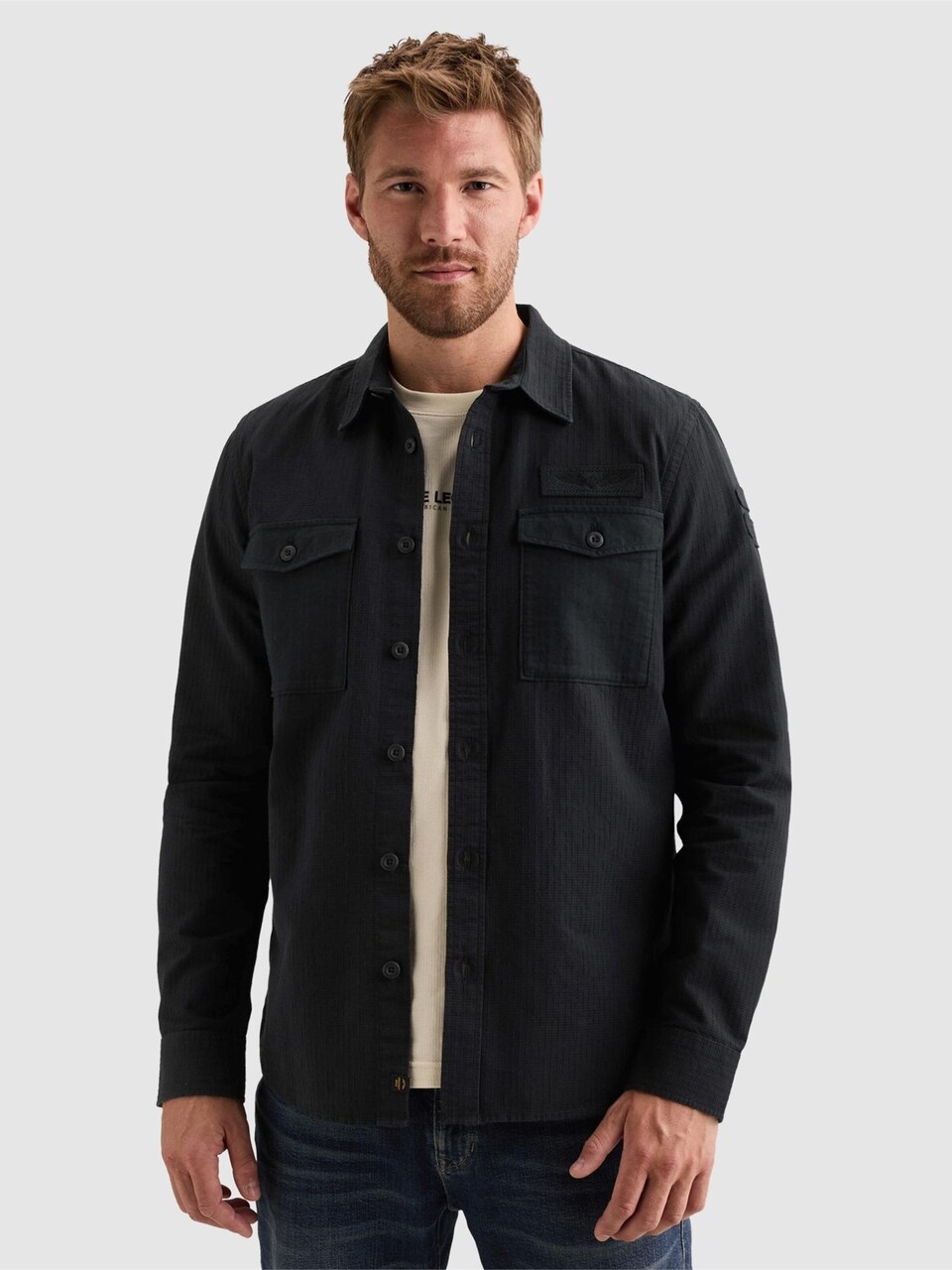 Skjorta 'Shirt in 100% cotton with chest pockets and badge'