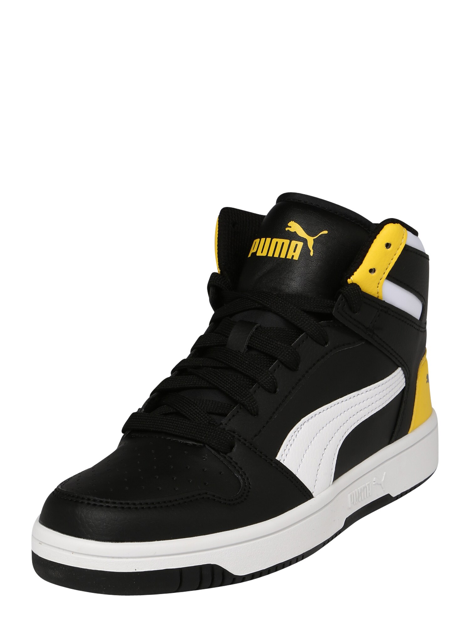 PUMA Sportiniai batai 'Rebound Layup'  balta / juoda / geltona