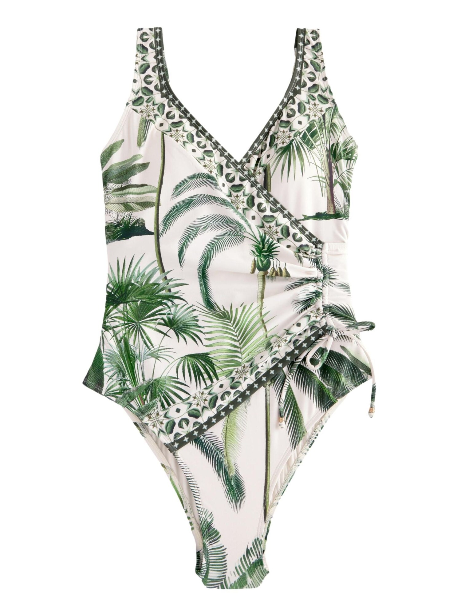 Next Costum de baie întreg  ecru / verde / verde pin