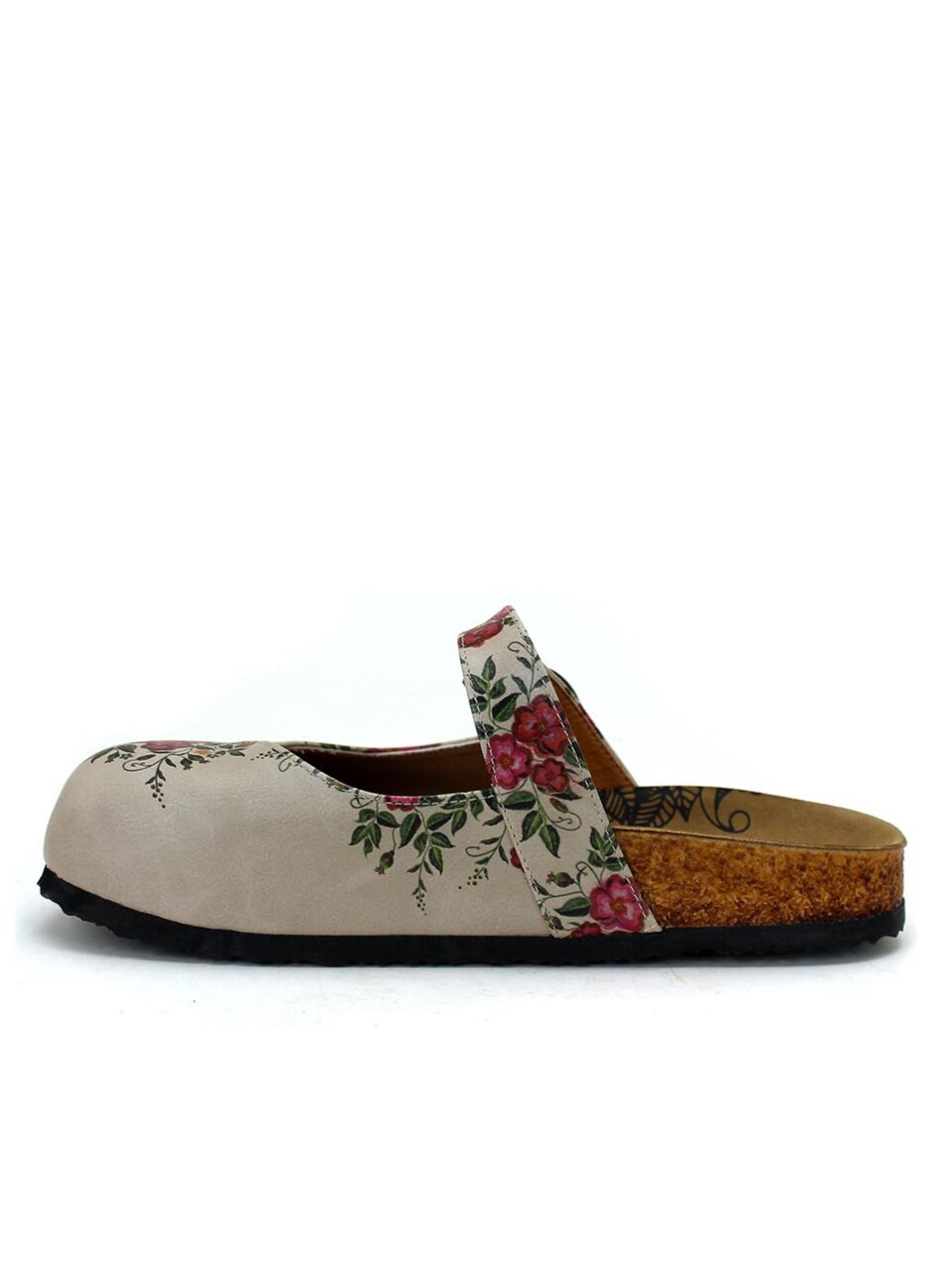 Träskor 'Women Calceo Beige Clogs CAL2211 with flowers'