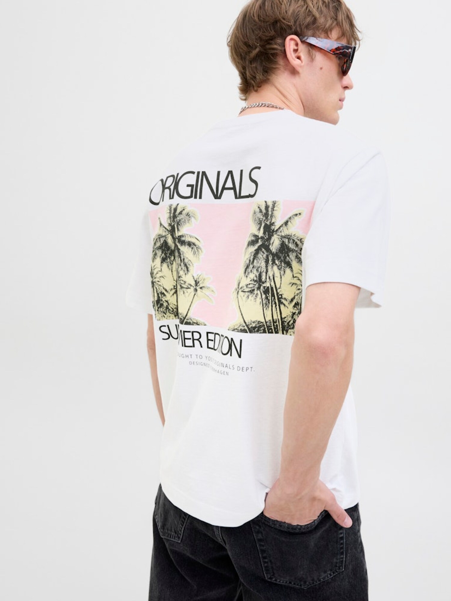 JACK & JONES Póló  sötétzöld / rózsaszín / fekete / fehér termék 2. képe