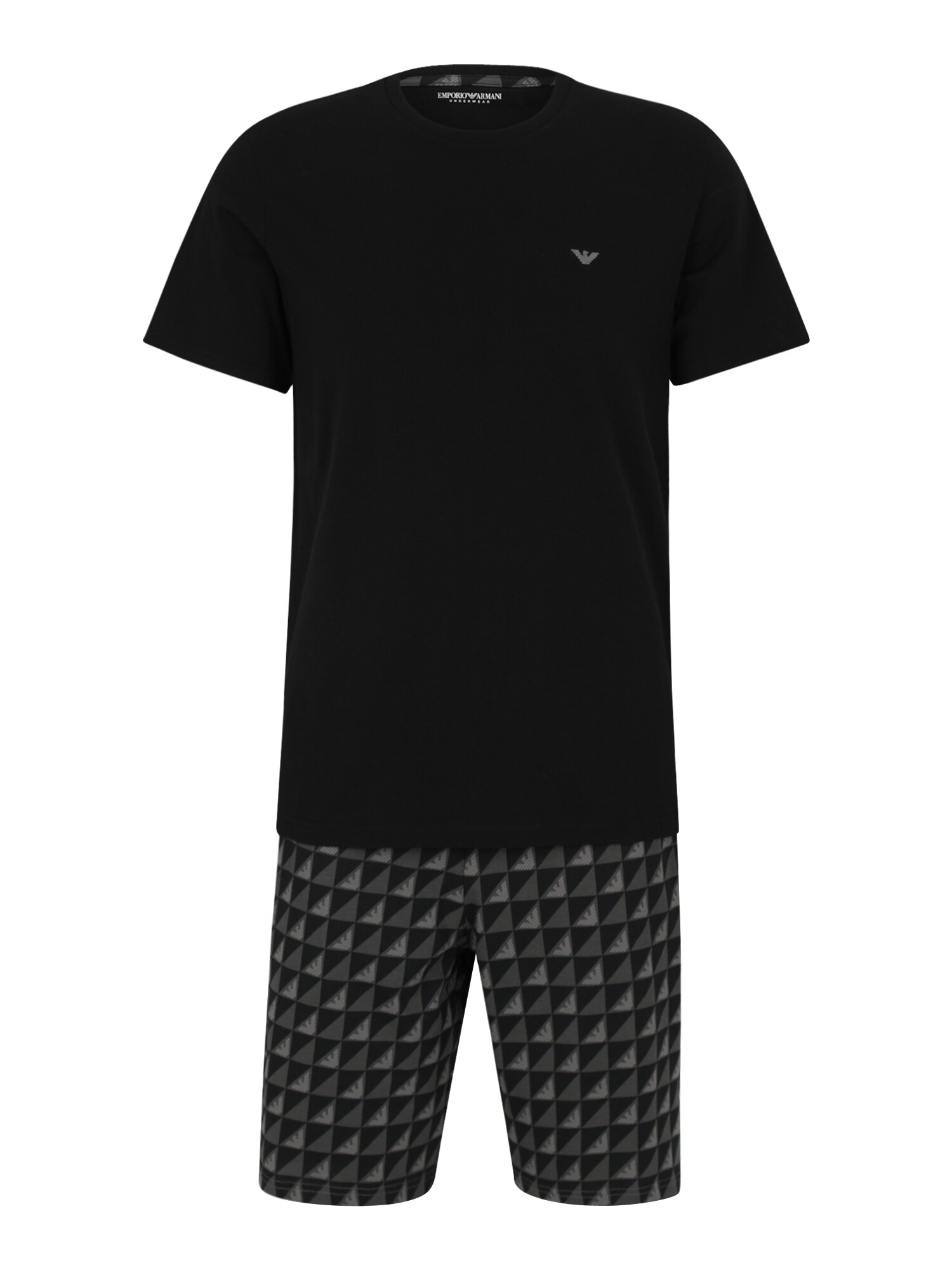 Emporio Armani Pijama scurtă  gri / gri închis / negru