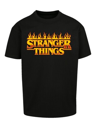 F4NT4STIC Shirt ‘Stranger Things Fire Logo Netflix TV Series’ Geel / Oranje / Zwart