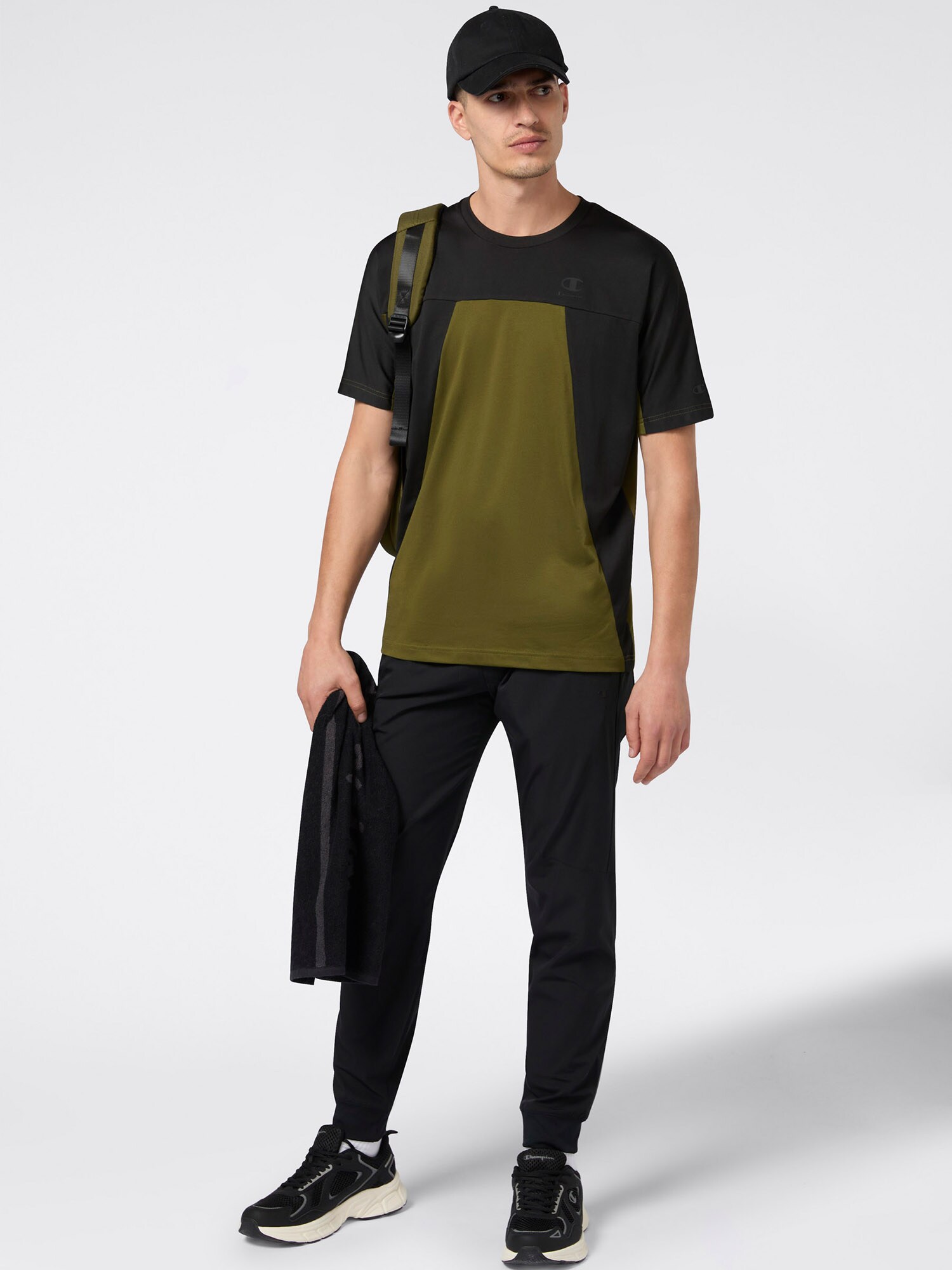 Champion Authentic Athletic Apparel Tričko kaki / čierna (obrázok 4)