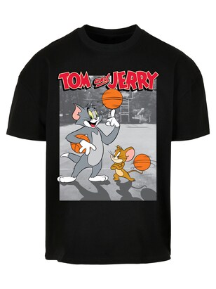 F4NT4STIC Shirt ‘Tom And Jerry Basketball Buddies’ Grijs / Oranje / Rood / Zwart