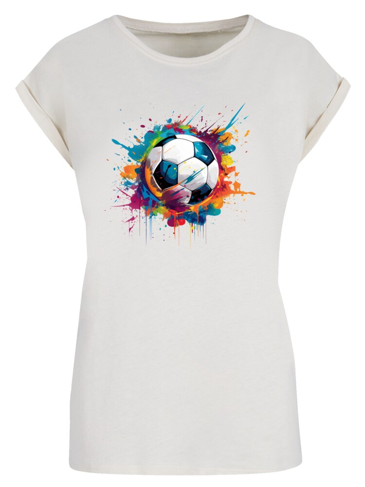 F4NT4STIC T-Shirt 'Bunte Fußball Grafik' Damen Größe XL mischfarben / offwhite