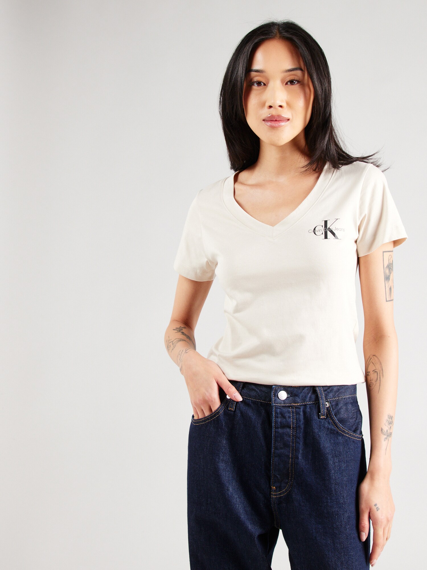 Calvin Klein Jeans Póló  greige / fekete / fehér termék 2. képe