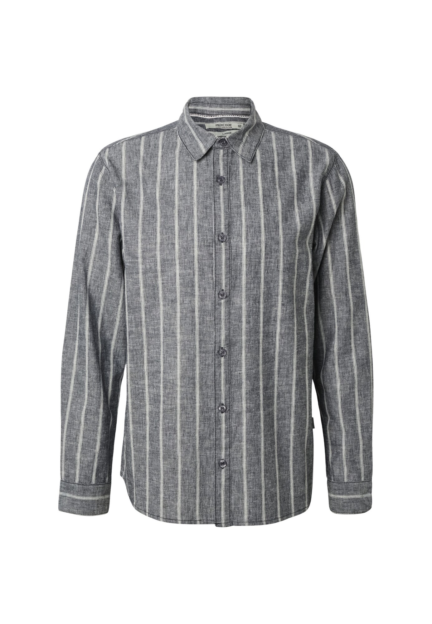 INDICODE JEANS Camisa 'Tryp'  azul ahumado / blanco