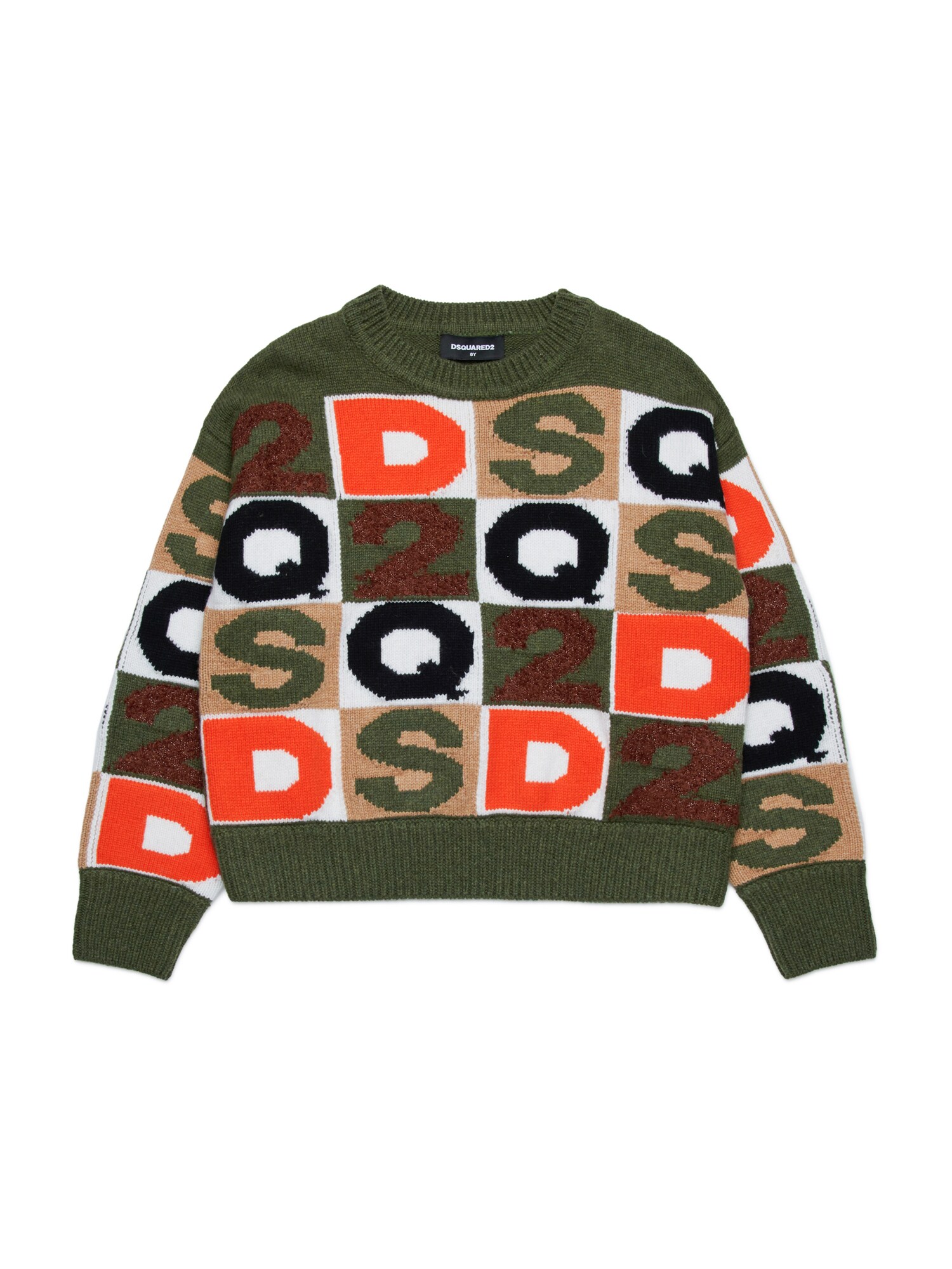 DSQUARED2 Sveter béžová / zelená / červená / biela
