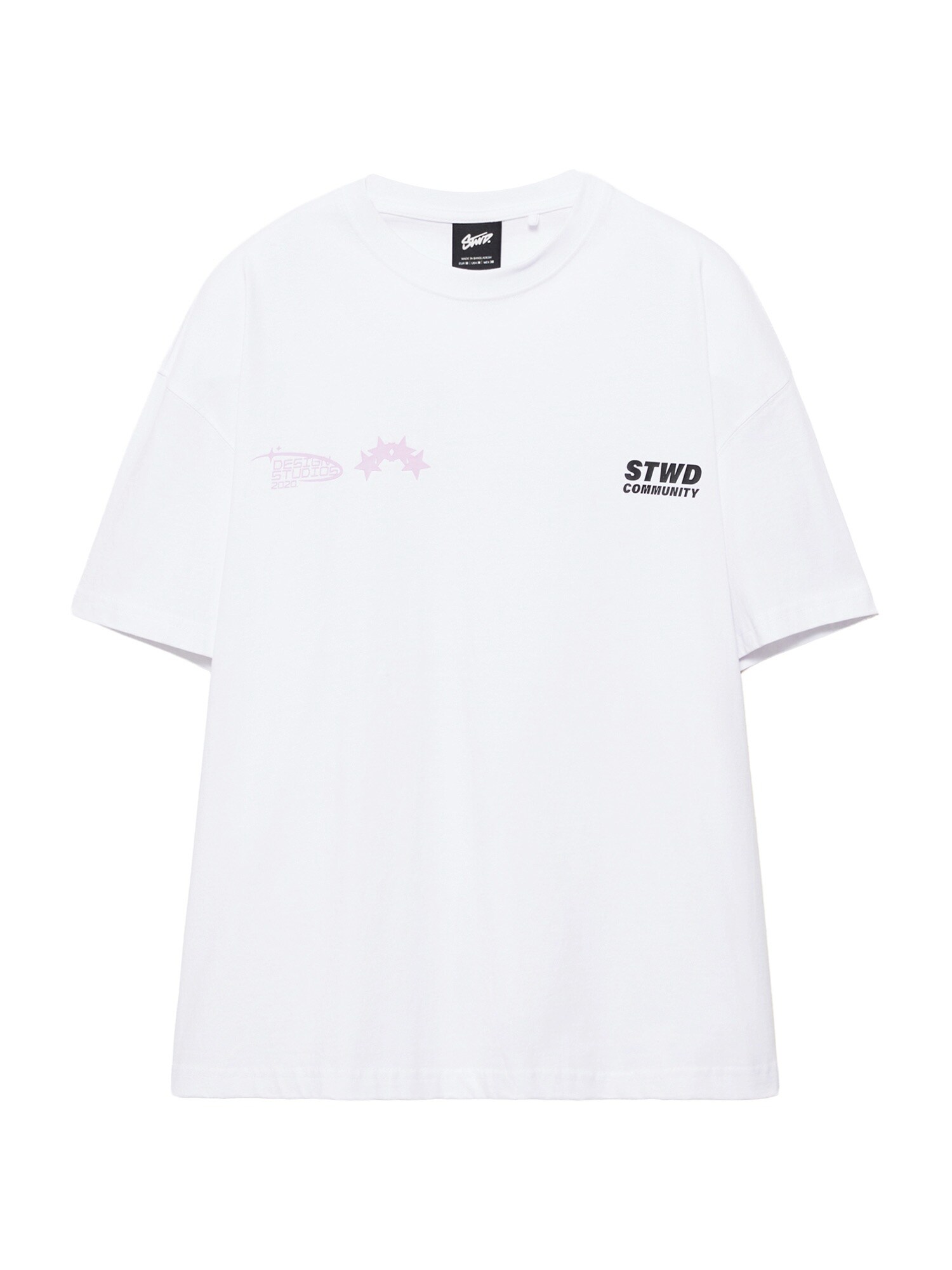 Pull&Bear Tricou  mov deschis / negru / alb
