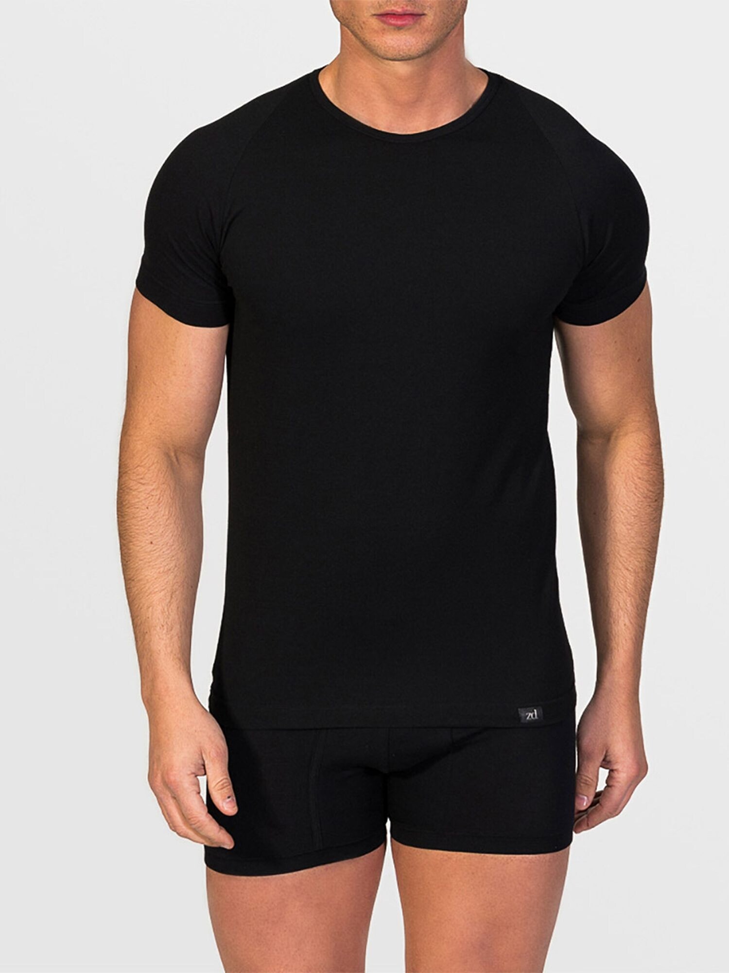 zd ZERO DEFECTS Maglietta intima 'Crew-neck T-shirt Egiptian cotton'  nero