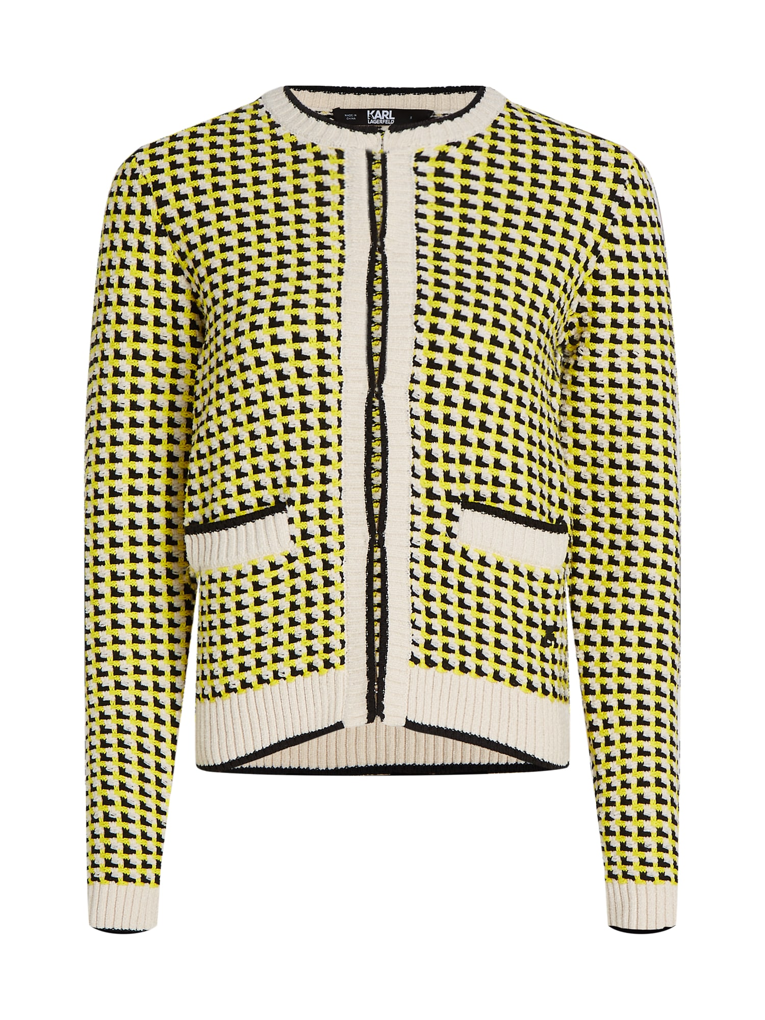 Karl Lagerfeld Плетена жилетка  екрю / жълто / черно