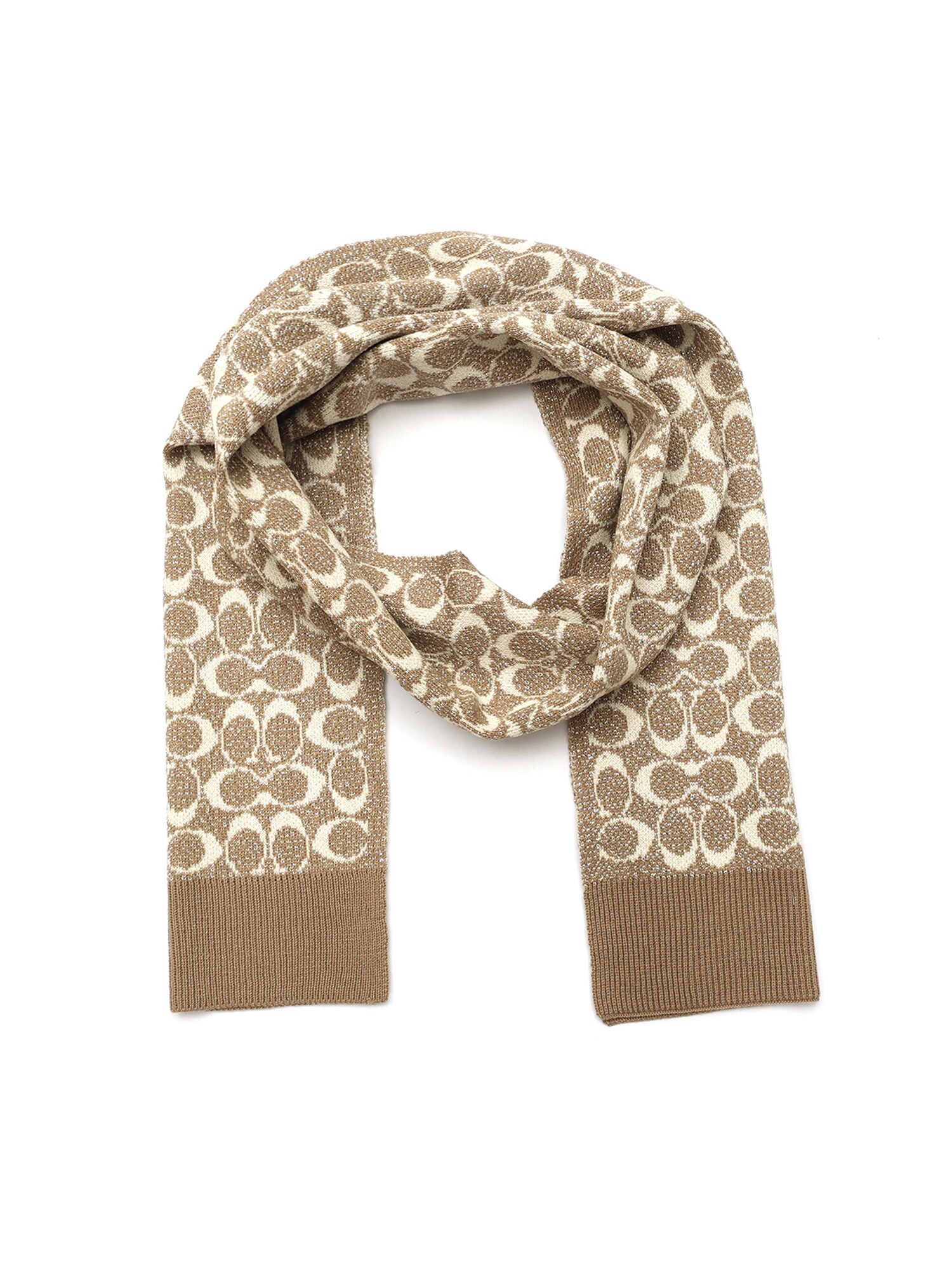 COACH Šál 'METALLIC SIGNATURE C SCARF'  béžová / biela