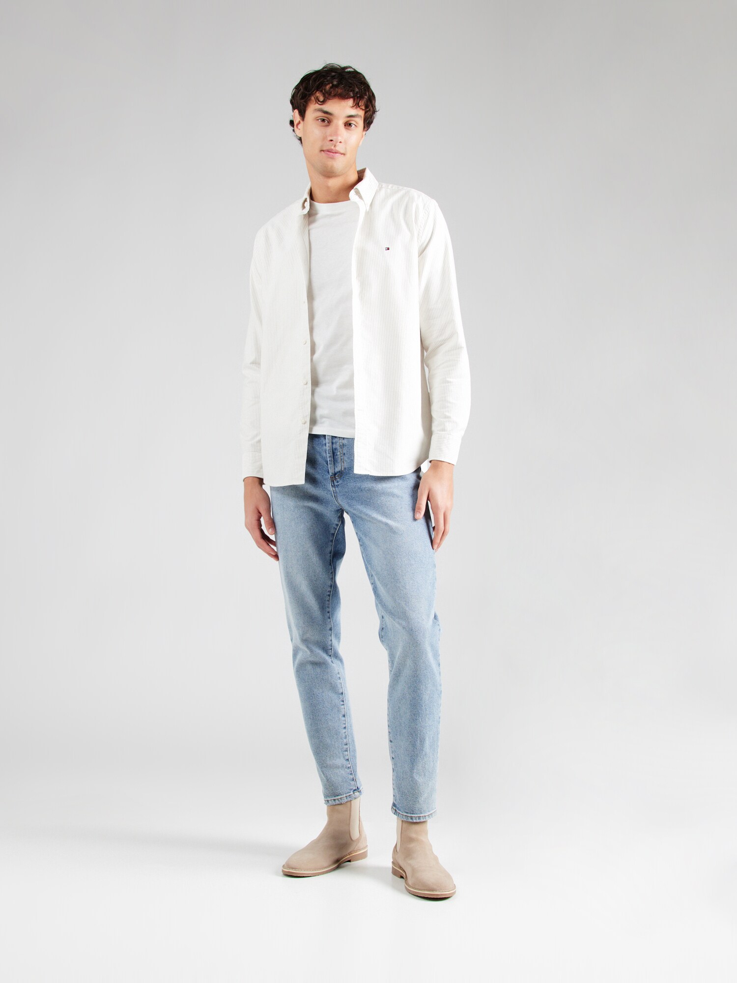 TOMMY HILFIGER Košeľa 'HERITAGE' béžová / biela (obrázok 4)