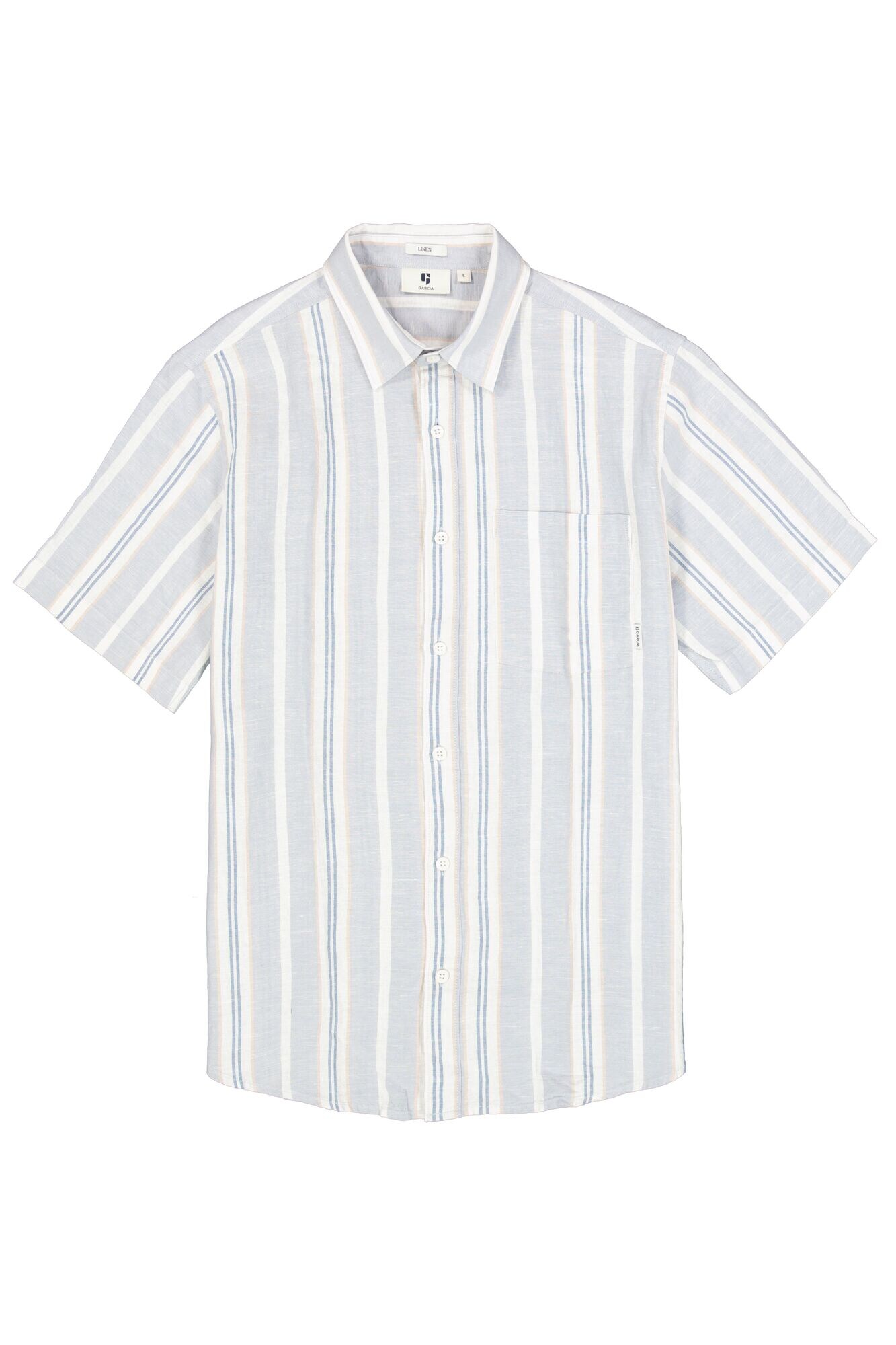 Garcia Overhemd Beige / Blauw / Lichtblauw