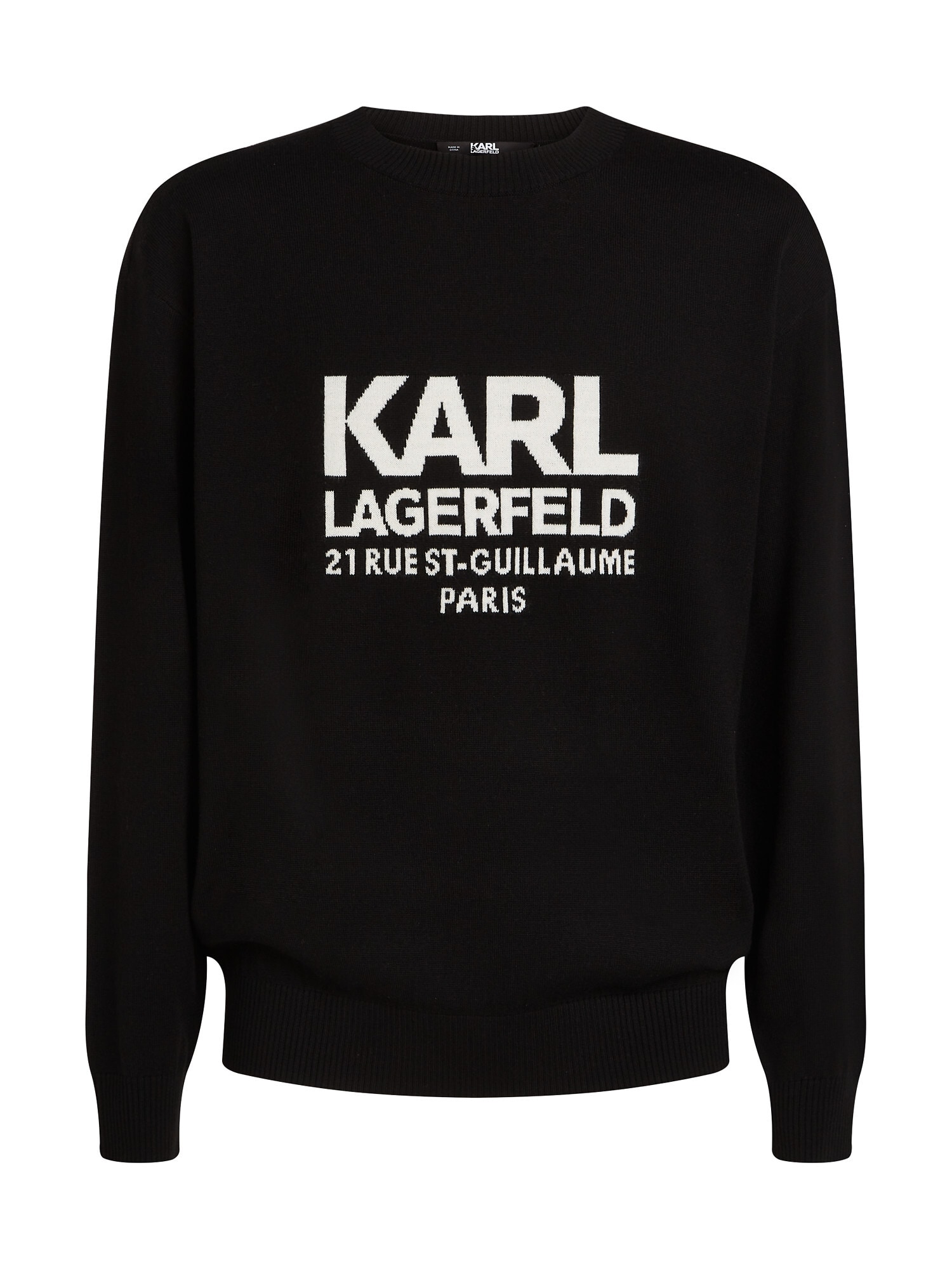 Karl Lagerfeld Пуловер 'Rue St-Guillaume'  черно / бяло