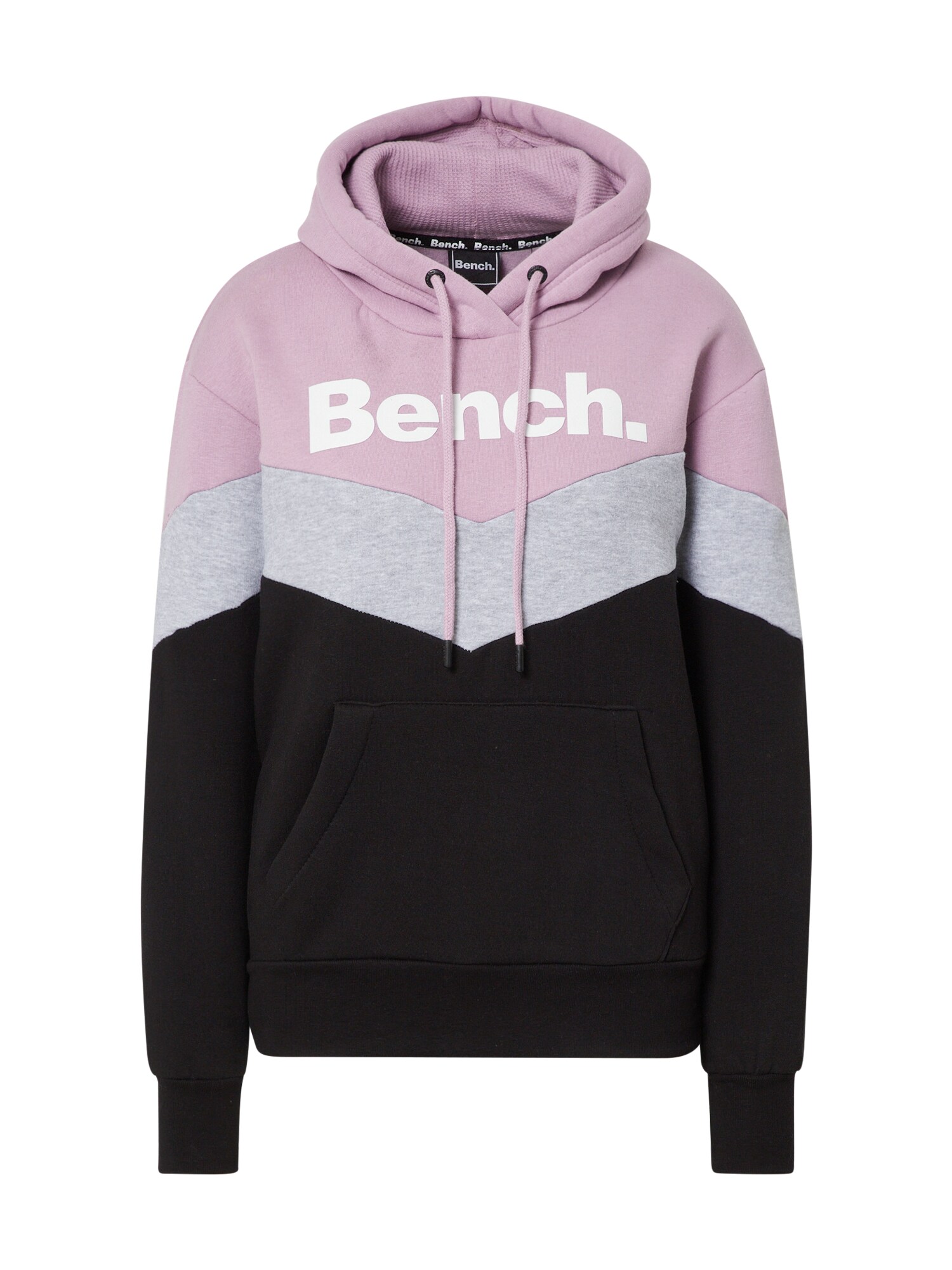 BENCH Sweater majica 'TERESA'  siva melange / sivkasto ljubičasta (mauve) / crna / bijela