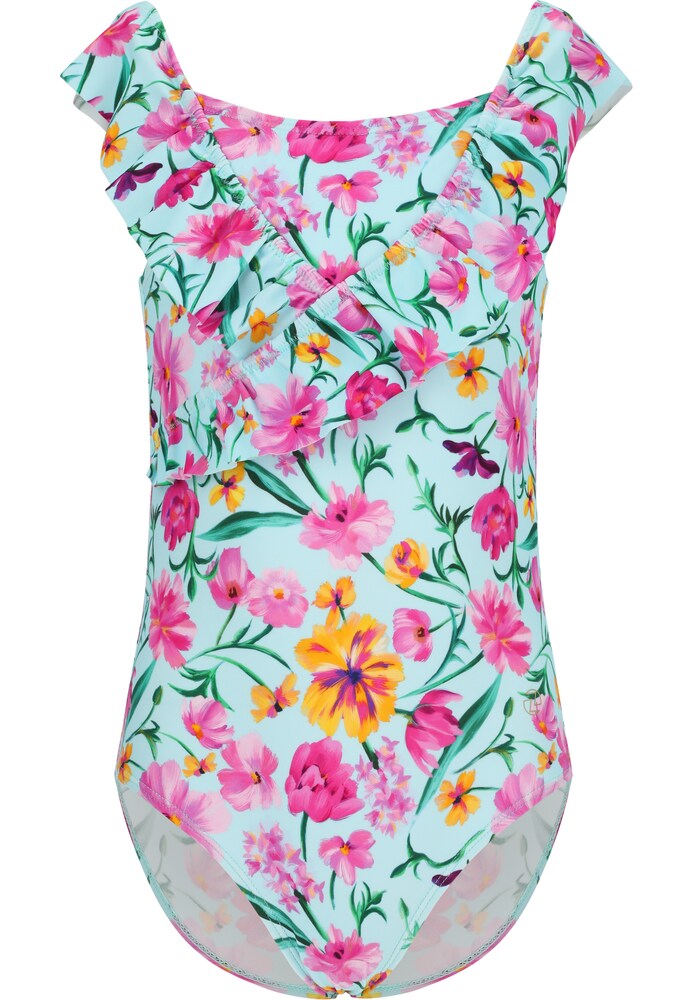 ZigZag Badeanzug 'Tropical' Mädchen Größe 104 hellblau / pink