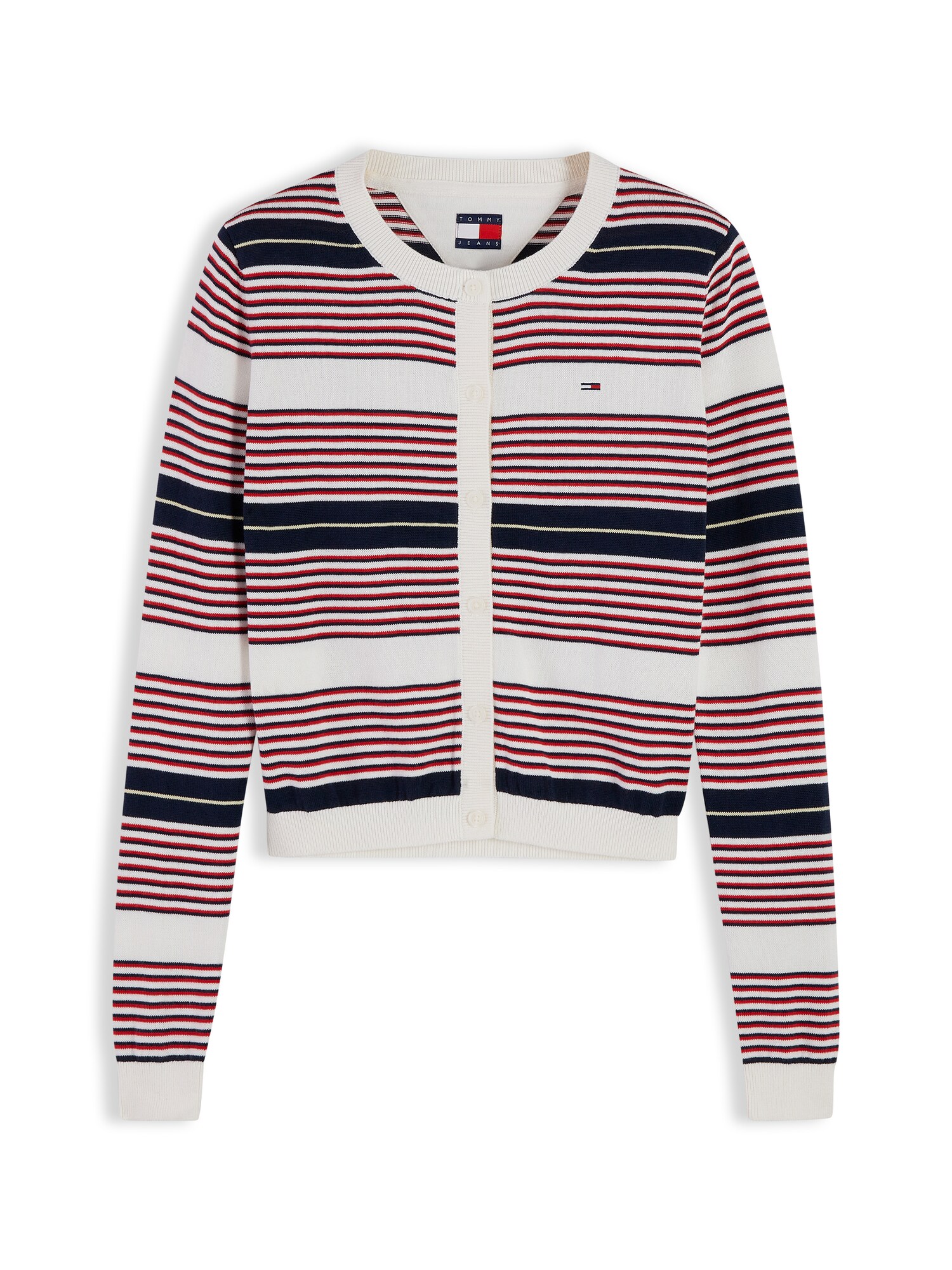 Tommy Jeans Kardigán 'ESSENTIAL'  námornícka modrá / červená / biela
