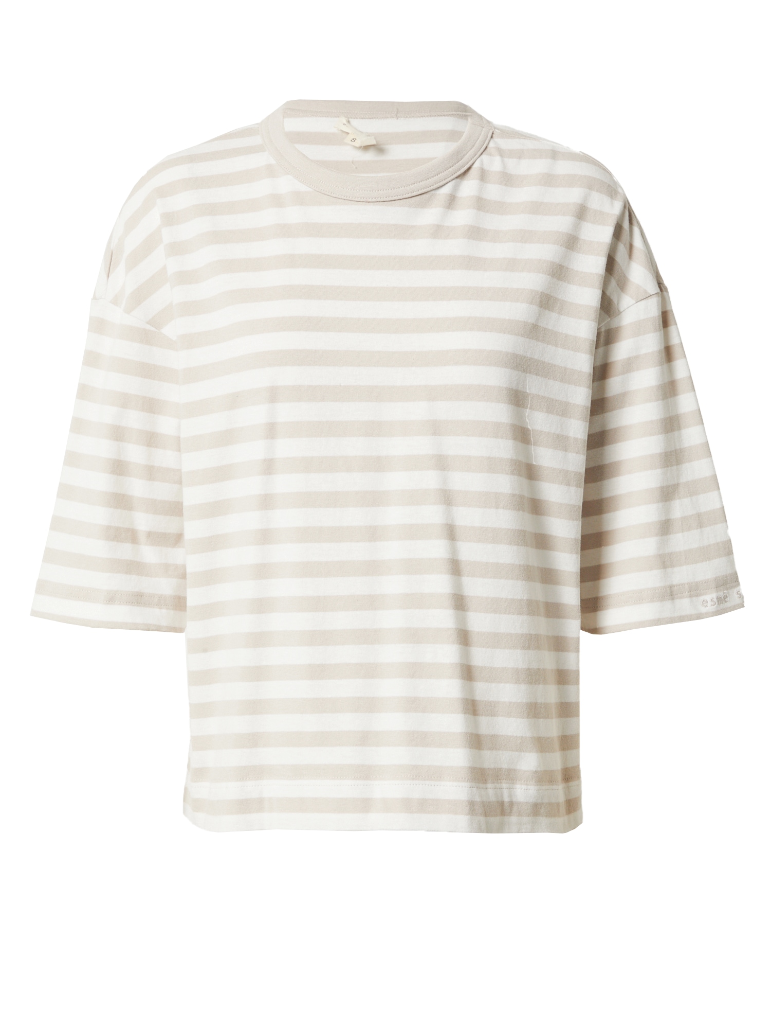 Esmé Studios Marškinėliai 'Striped Boxy' rusvai pilka / balta
