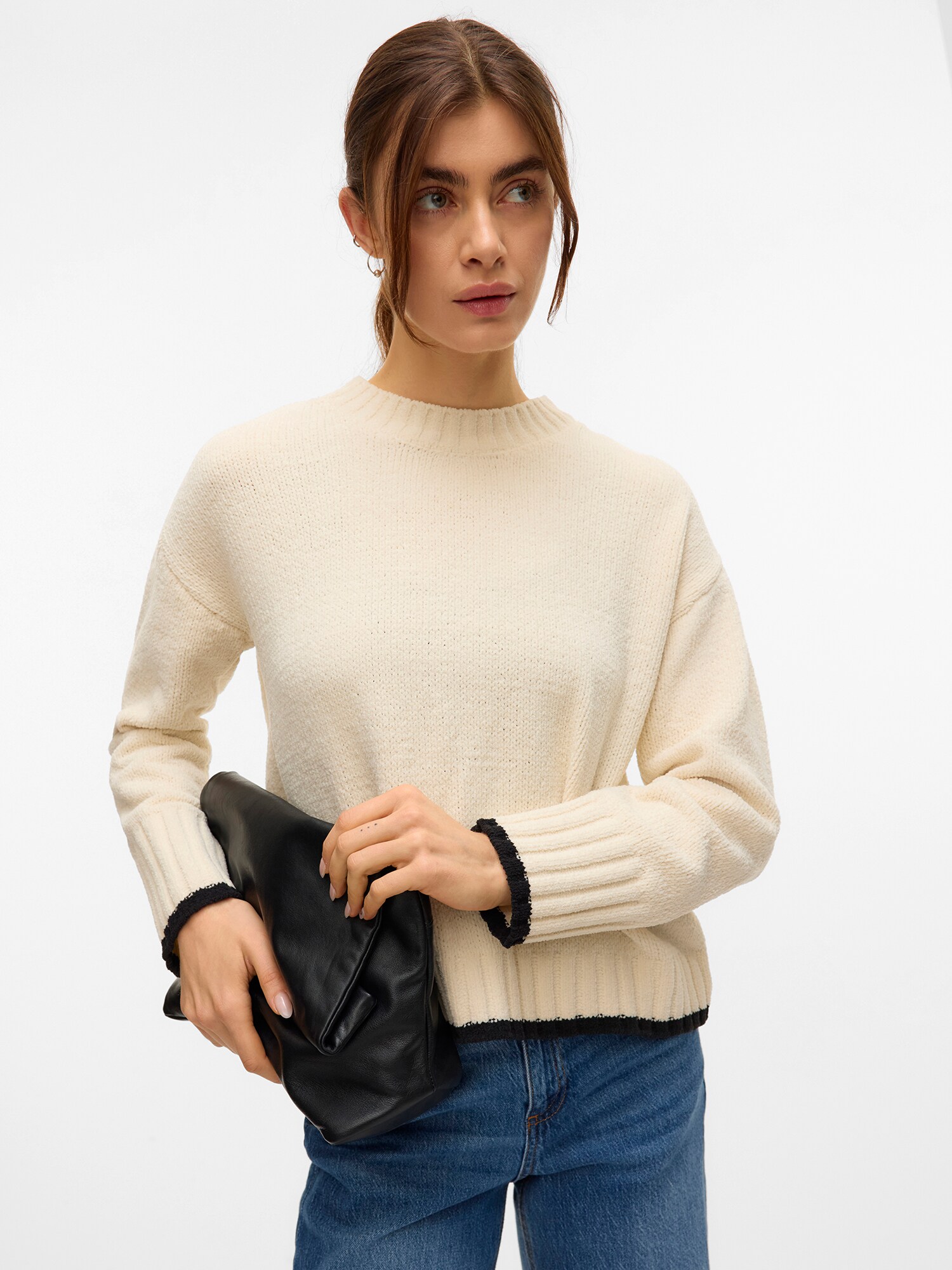 VERO MODA Sveter 'VMShadow' krémová / čierna (obrázok 6)