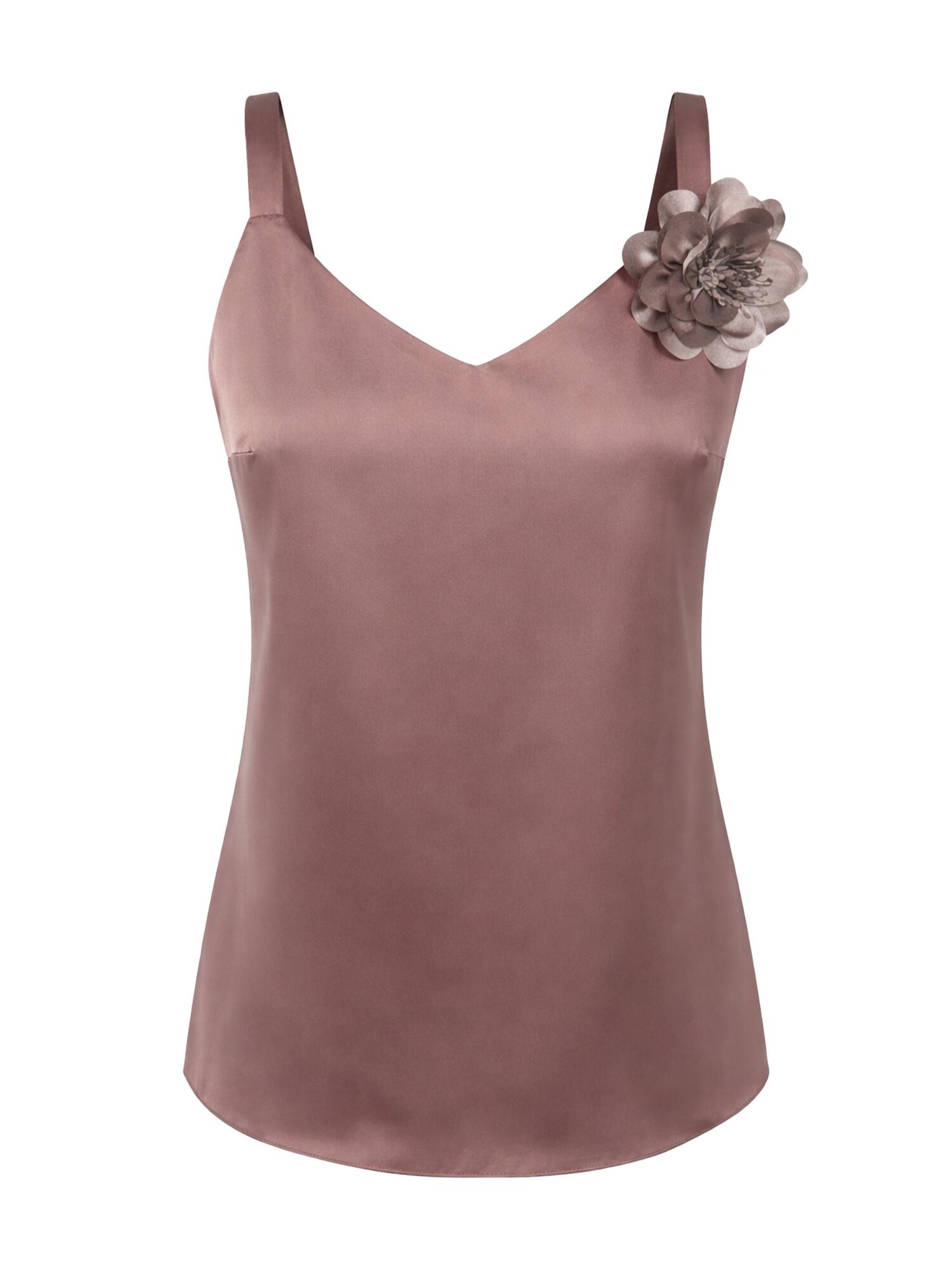 REGINA FASHION Top 'V-Neck Satin Top with 3D Flower Detail'  ružová