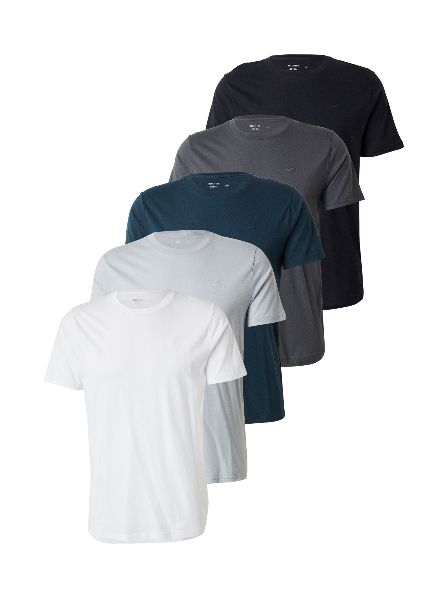 HOLLISTER Tricou  gri închis / verde petrol / verde pastel / negru / alb