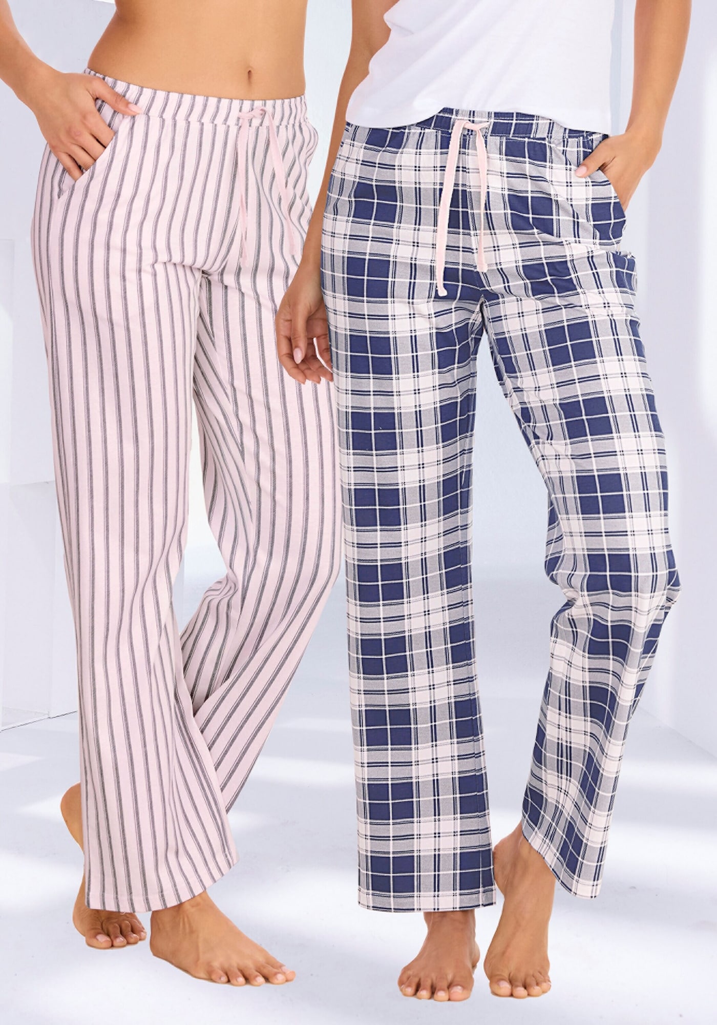 VIVANCE by LASCANA Pantaloni de pijama albastru marin / roz / alb