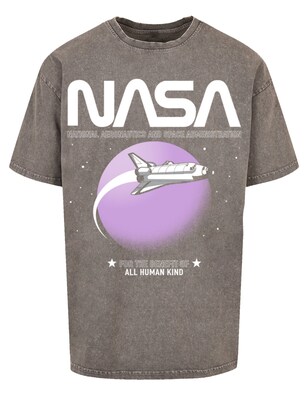 F4NT4STIC Shirt ‘NASA Shuttle Orbit’ Greige / Lila / Wit