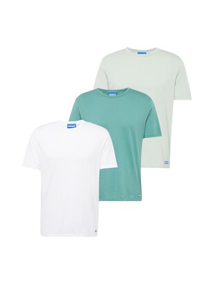 HUGO Shirt ‘BLUE3_Naolo’ Turquoise / Pastelgroen / Wit