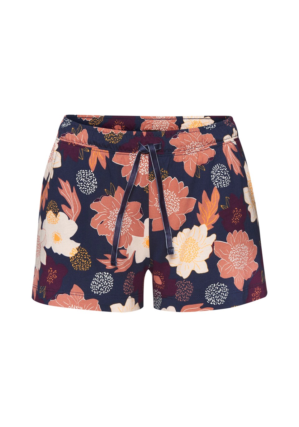 Pyjamasbyxa 'Dreams' marinblå / pastellgul / orange